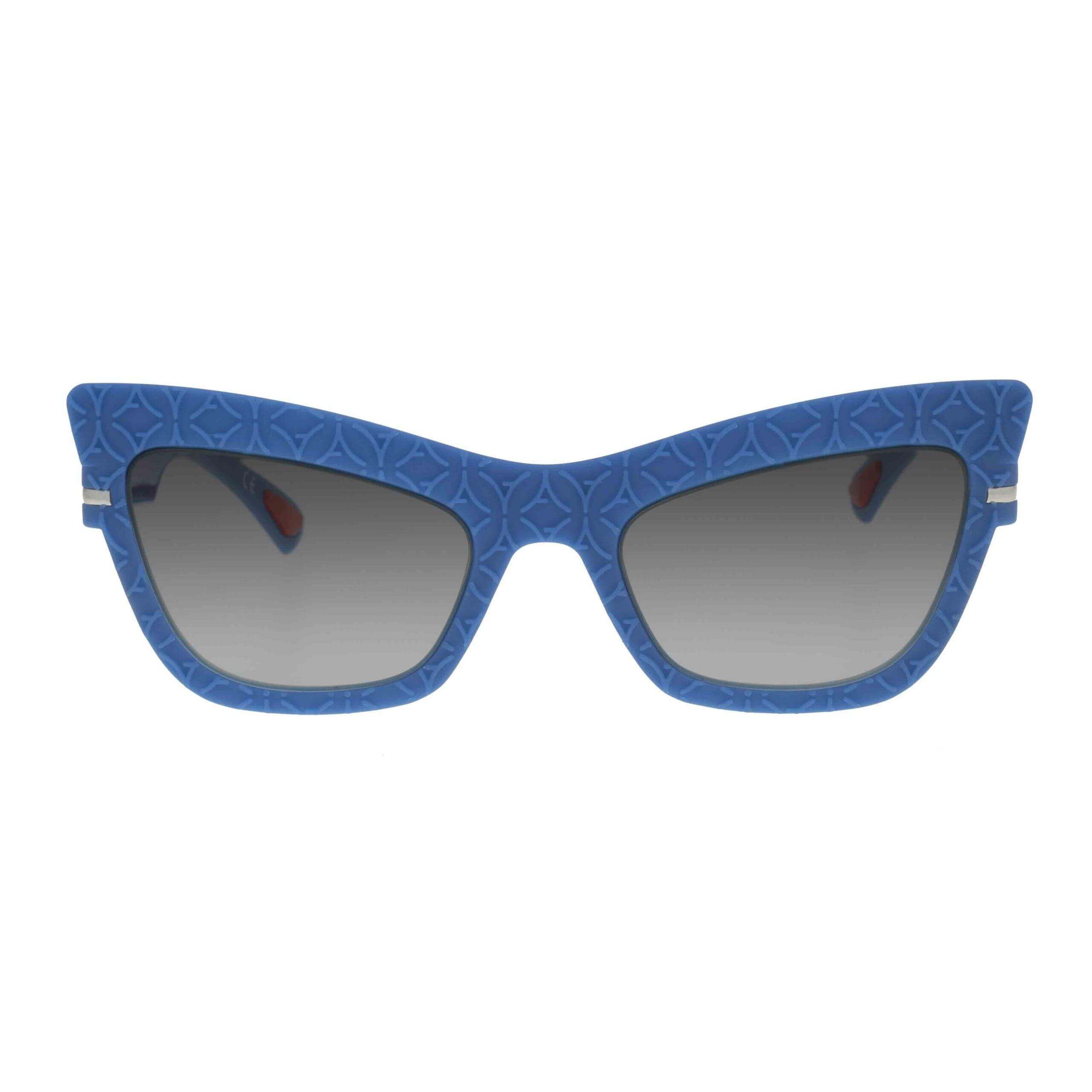 LOLA C4 occhiali da sole blu con texture geometrica e sfumature, collezione Texture.