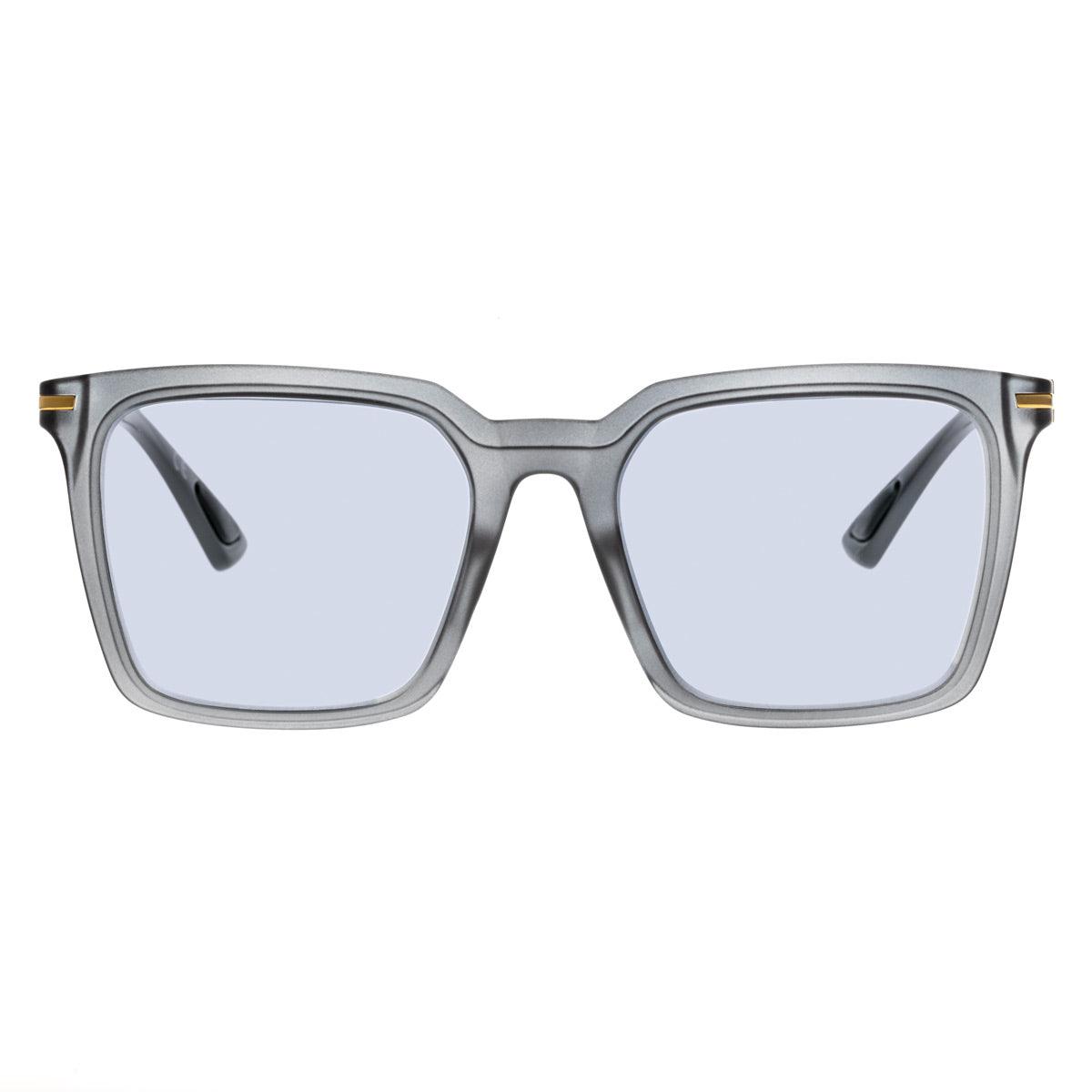 LORIS C2 gray eyeglasses with light lenses, ergonomic design, trendy architecture and contrast color details.