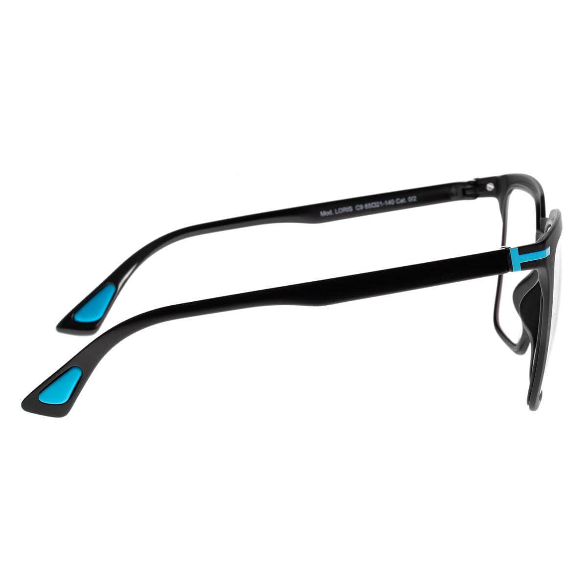 LORIS C9 eyeglasses showcasing a sleek design with contrasting colors and ergonomic features.
