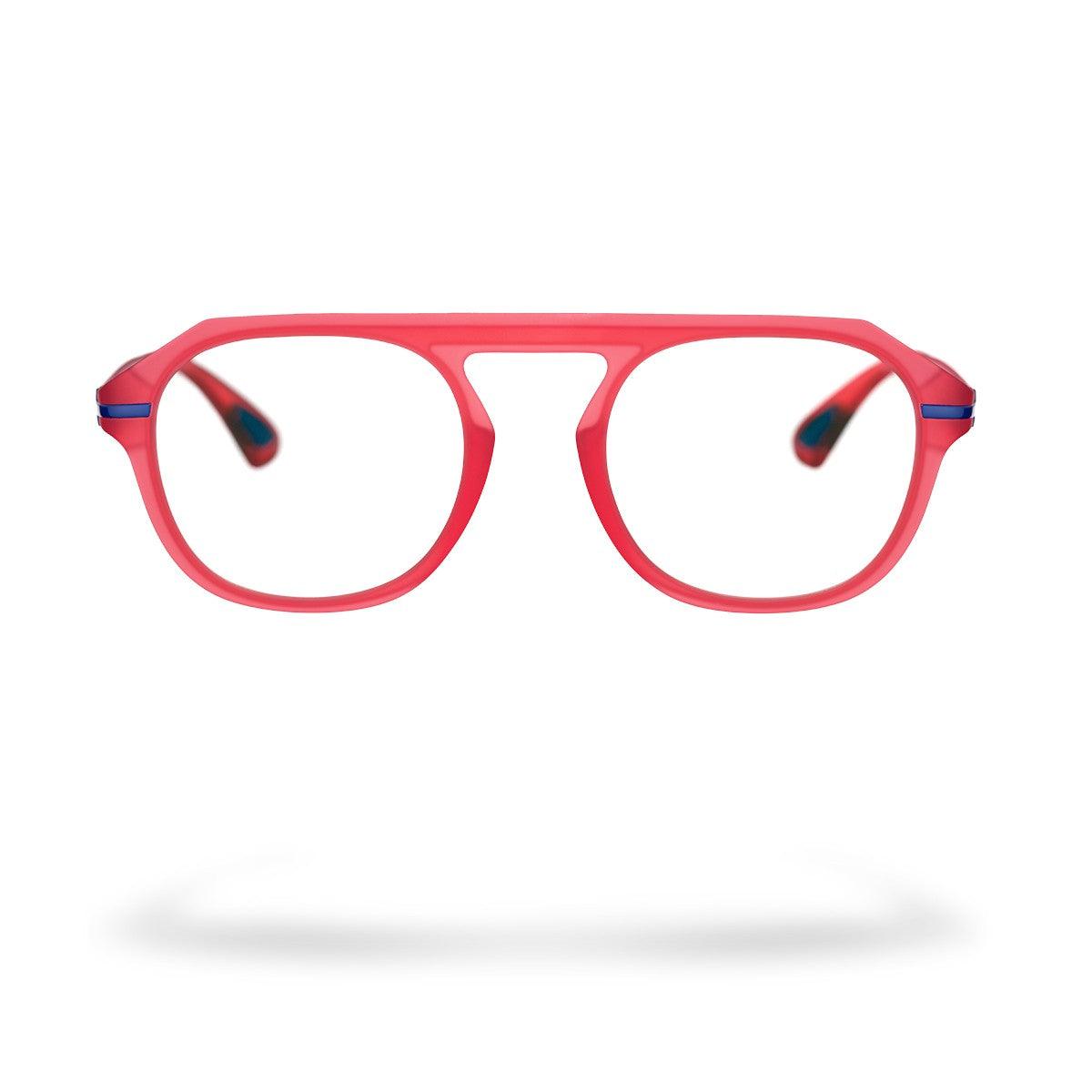 Occhiali da sole LUCE C5 rossi, icona a goccia, design distintivo, firmati Alessandro Del Piero.