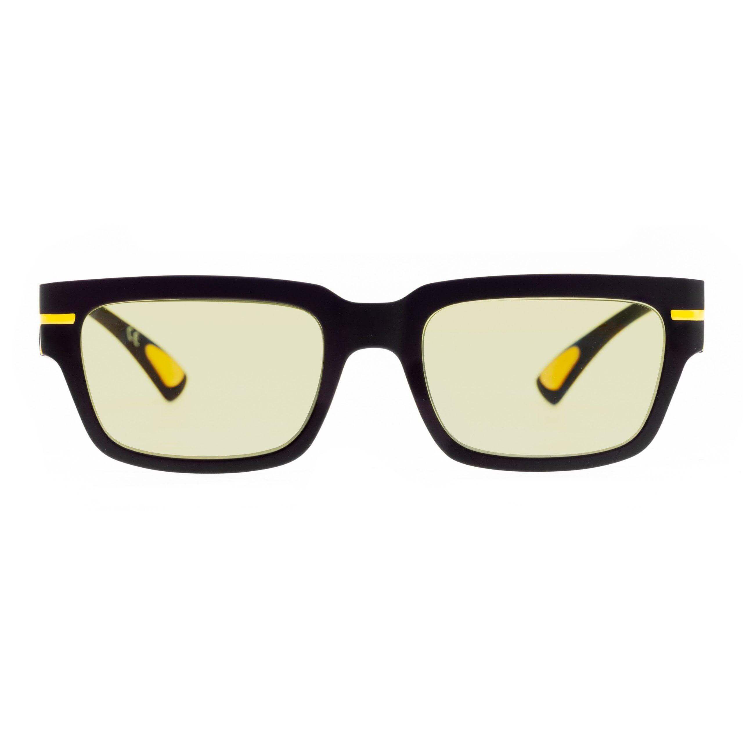 Occhiali da sole MARLON C3 Alessandro Del Piero, forma rettangolare, lenti fotocromatiche, dettagli gialli.