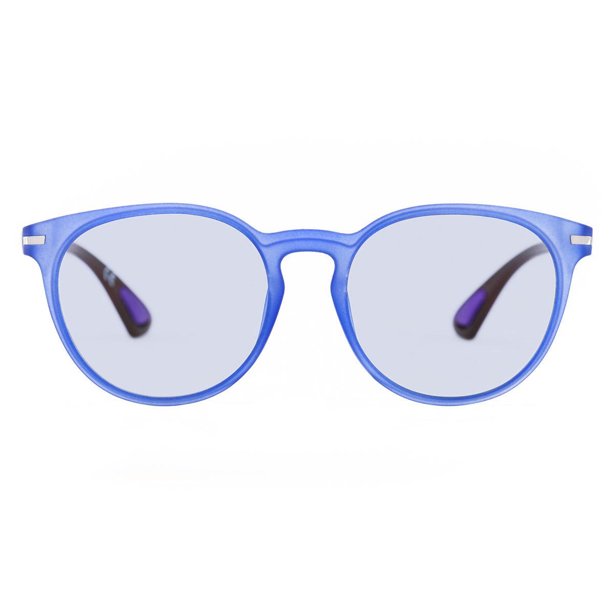 MATI C76 occhiali da sole unisex con montatura blu e lenti chiare, collezione Frame di Alessandro Del Piero.