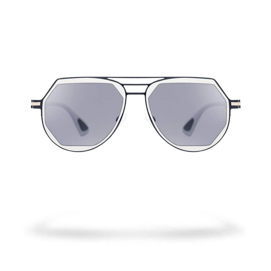 MIAMI C3 occhiali da sole eleganti con montatura in metallo argento e lenti grigie specchiate