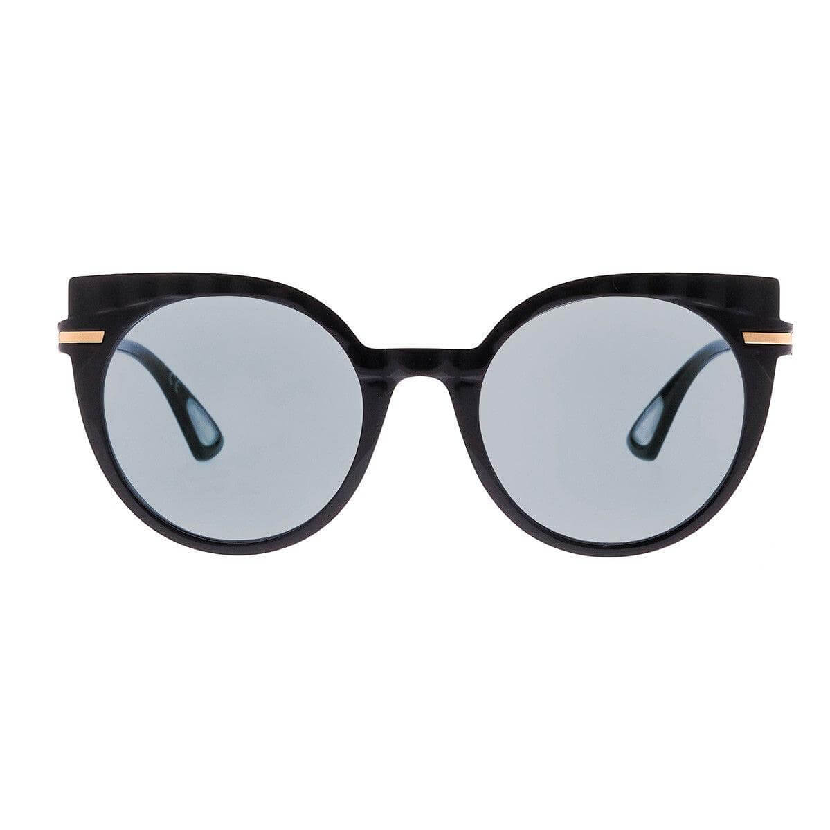 Occhiali fotocromatici da donna MICHELA C1 con silhouette a gatto rotonda e montatura total black.