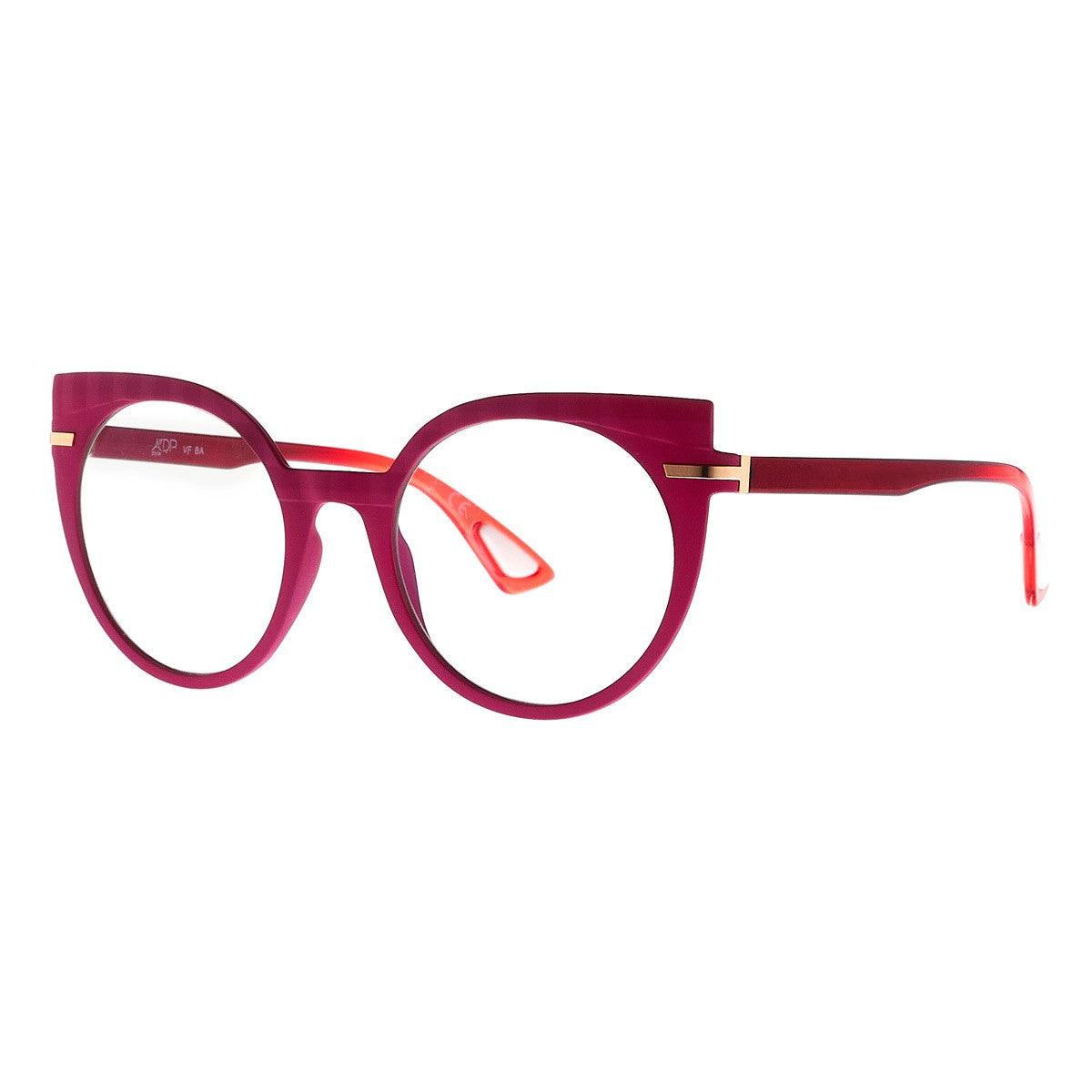 Occhiali da donna MICHELA C5 con forma a gatto, profilo rotondo, frontale rosso opaco e aste rosso lucido.