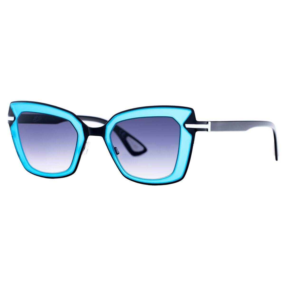 RIO DE JANEIRO C2 occhiali da sole unisex con design moderno, frontale azzurro e lenti grigie sfumate.