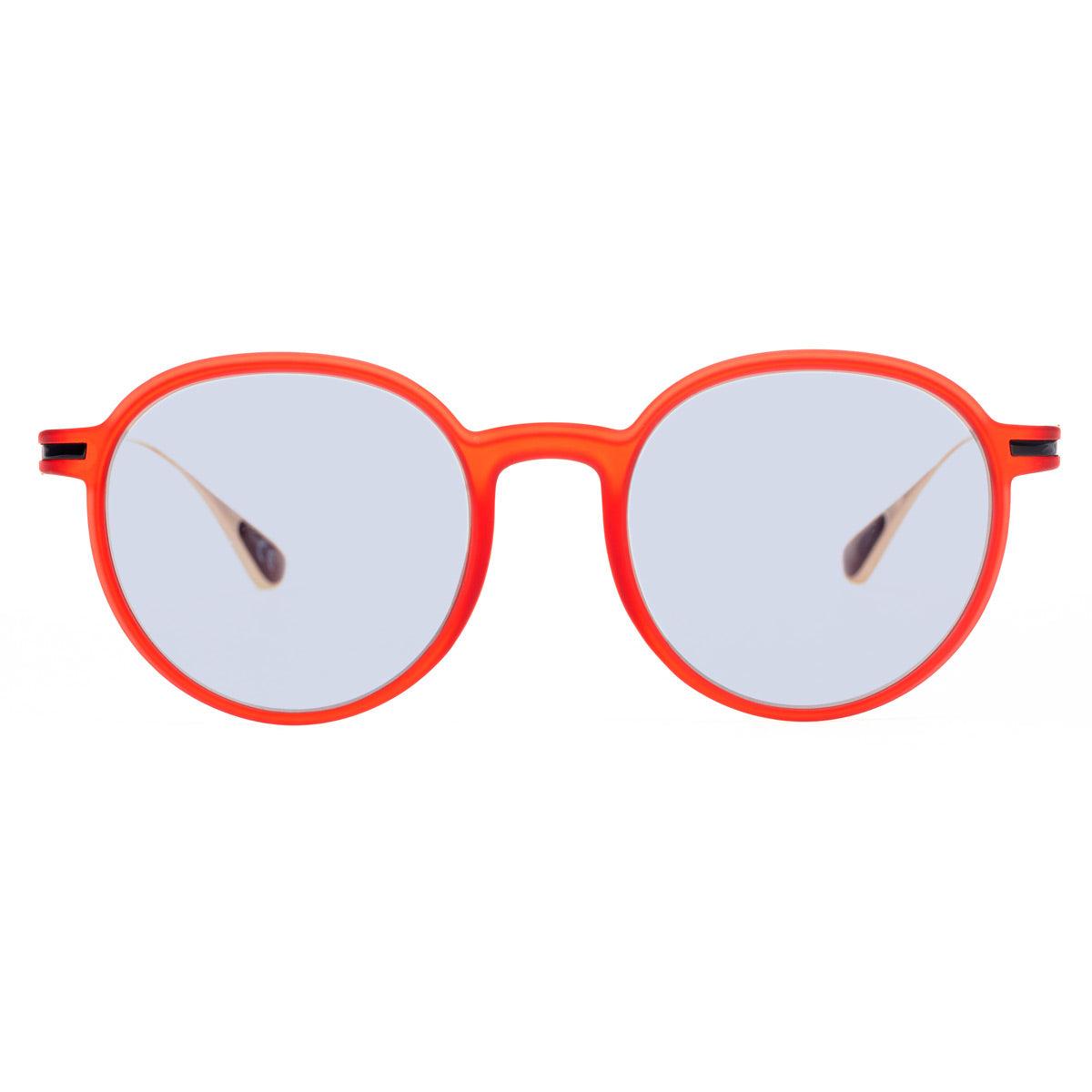 MUNDO C4 occhiali da sole unisex in frontale rosso e aste in titanium oro rosa lucido, design sofisticato.