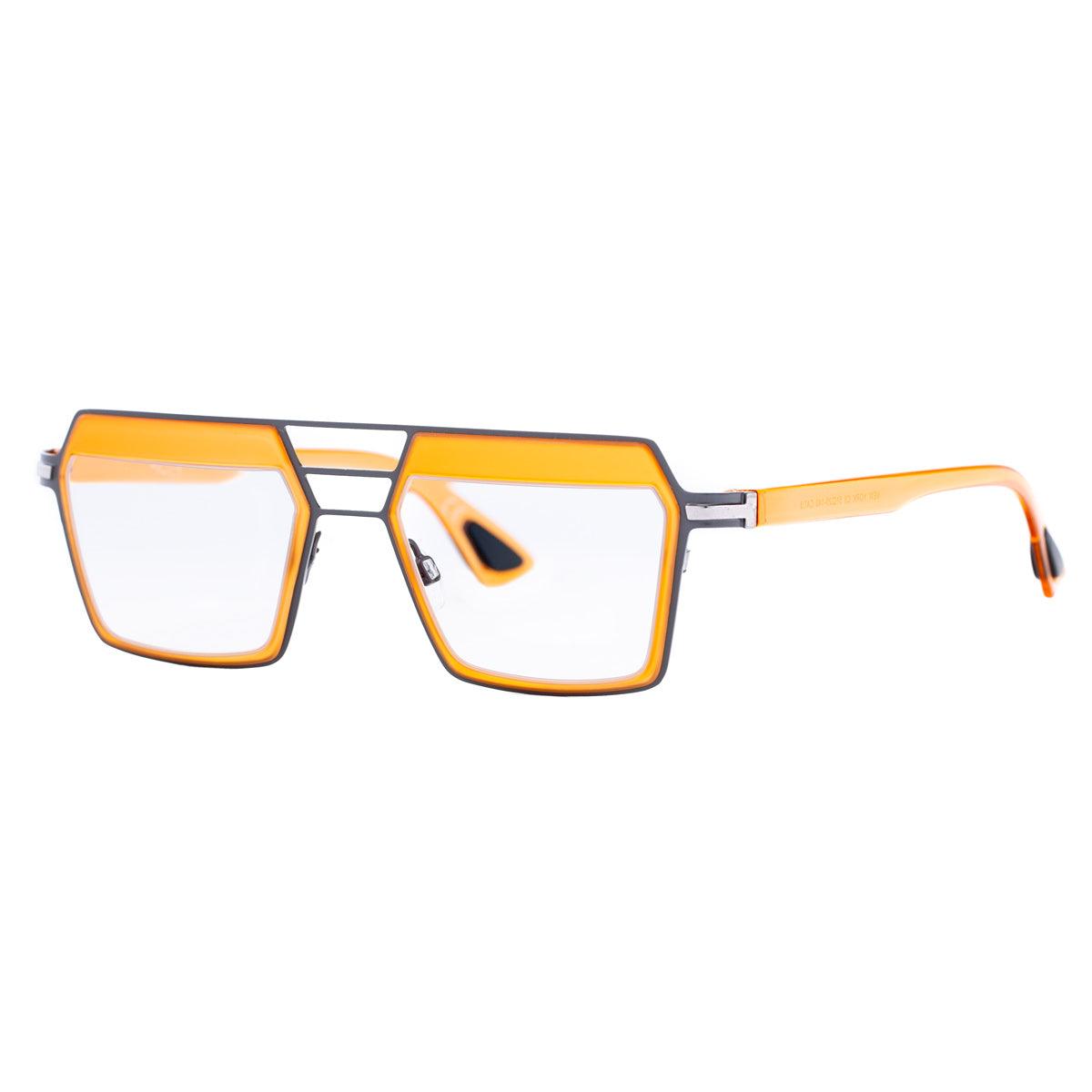 NEW YORK C5 occhiali da sole con frontale arancione e aste grigie, design elegante e fotocromatiche.