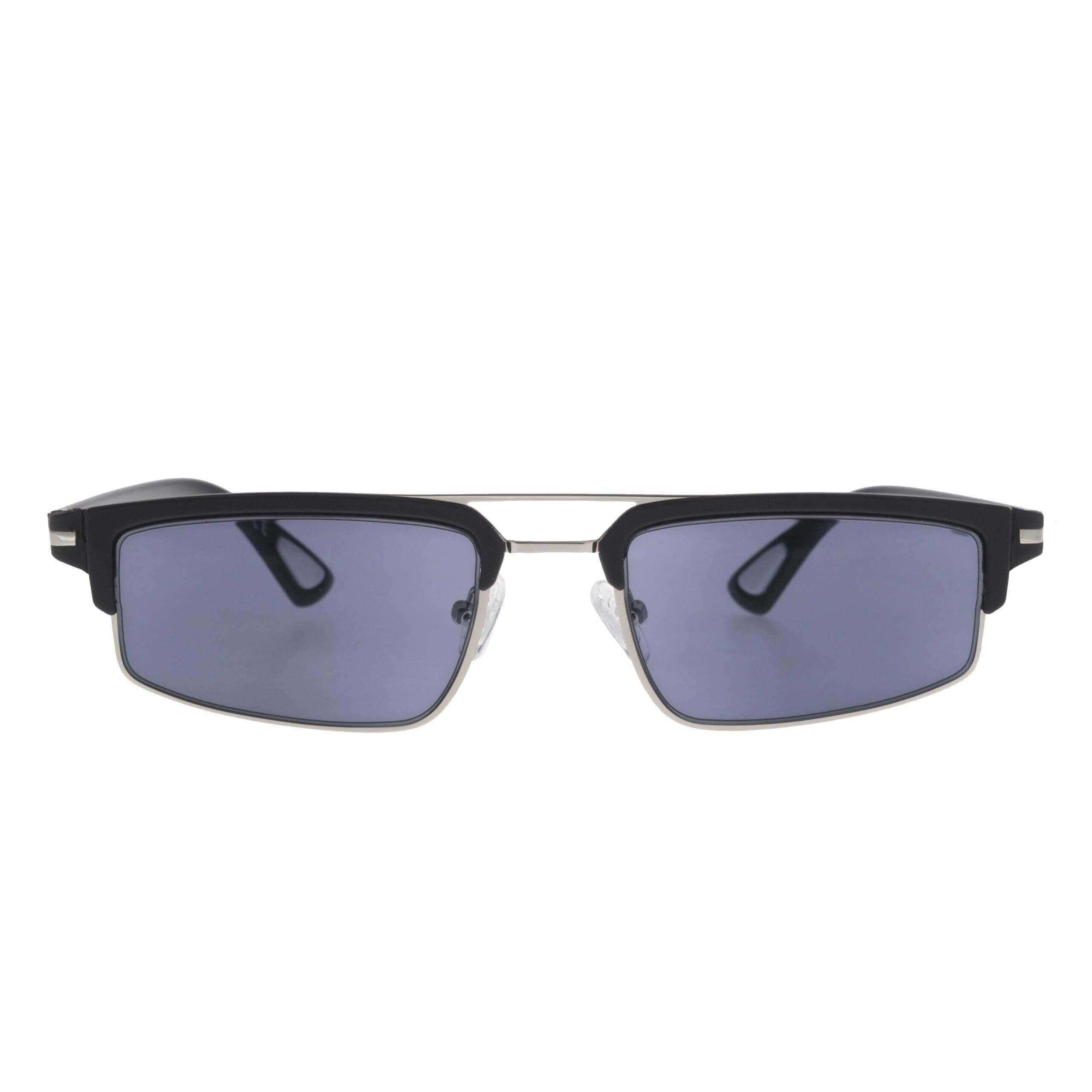 POSEIDONE C6 occhiali da sole rettangolari neri con lenti grigie fotocromatiche di AirDP Style.