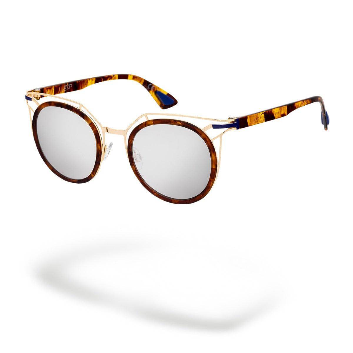 Vintage style PRASLIN C2 sunglasses with round metal frame and havana crystal arms, perfect for elegant looks.