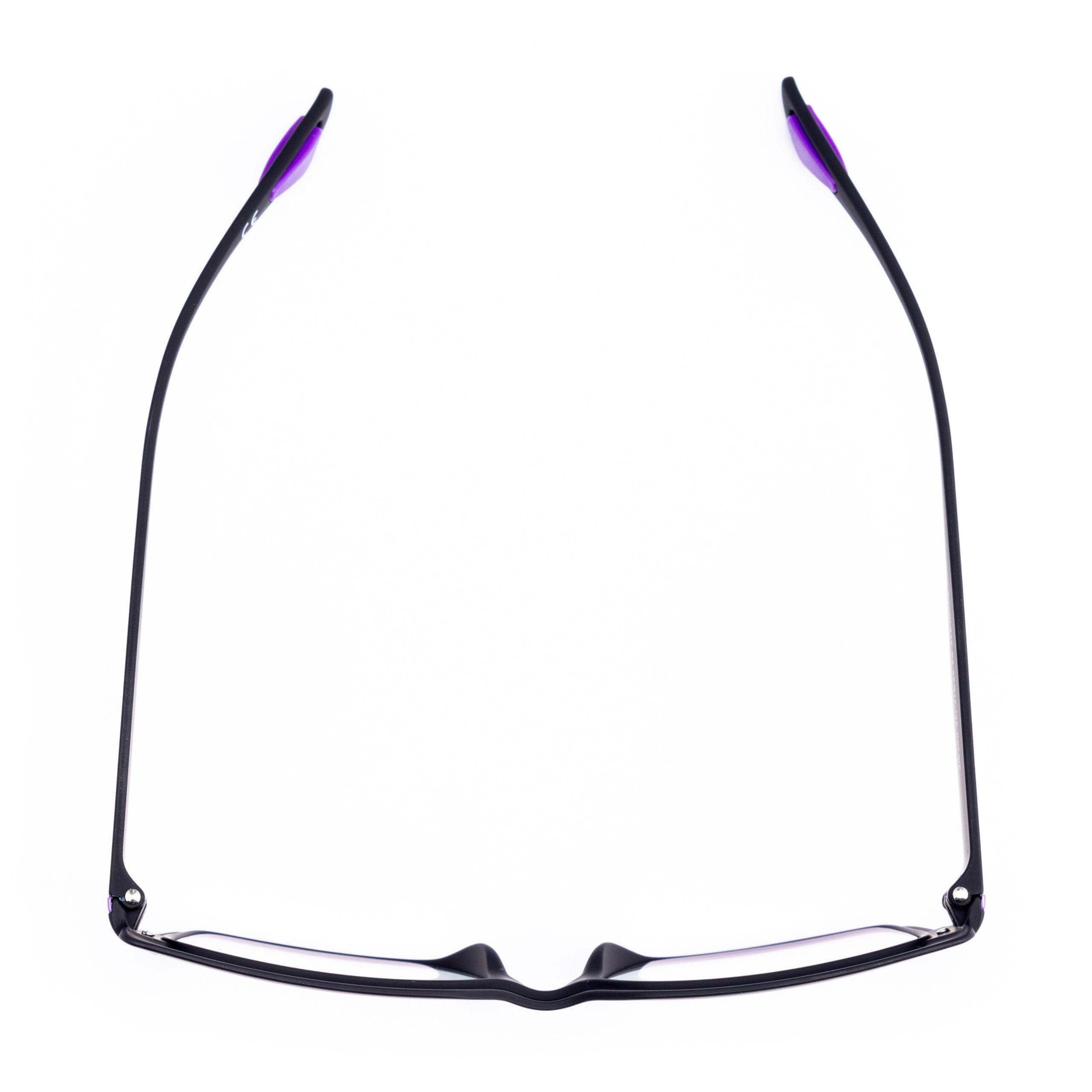 SCARLETT C4 occhiali da donna total black con dettagli viola, design audace e contemporaneo.