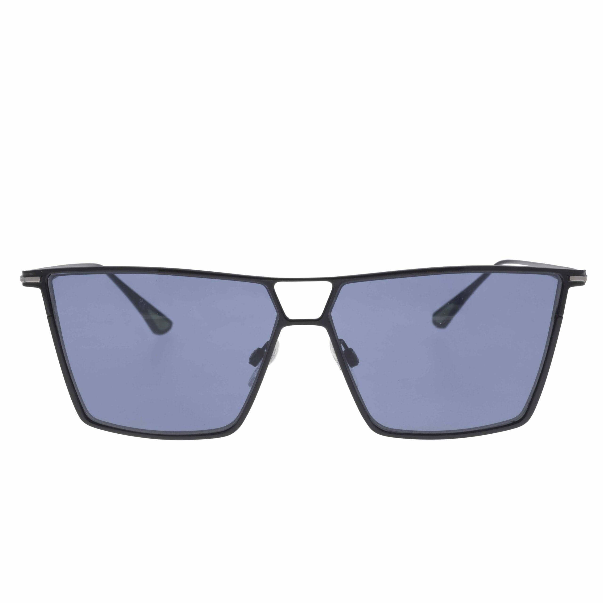 SIRIO C1 occhiali da sole con montatura nera e lenti blu specchiate, design elegante e moderno.