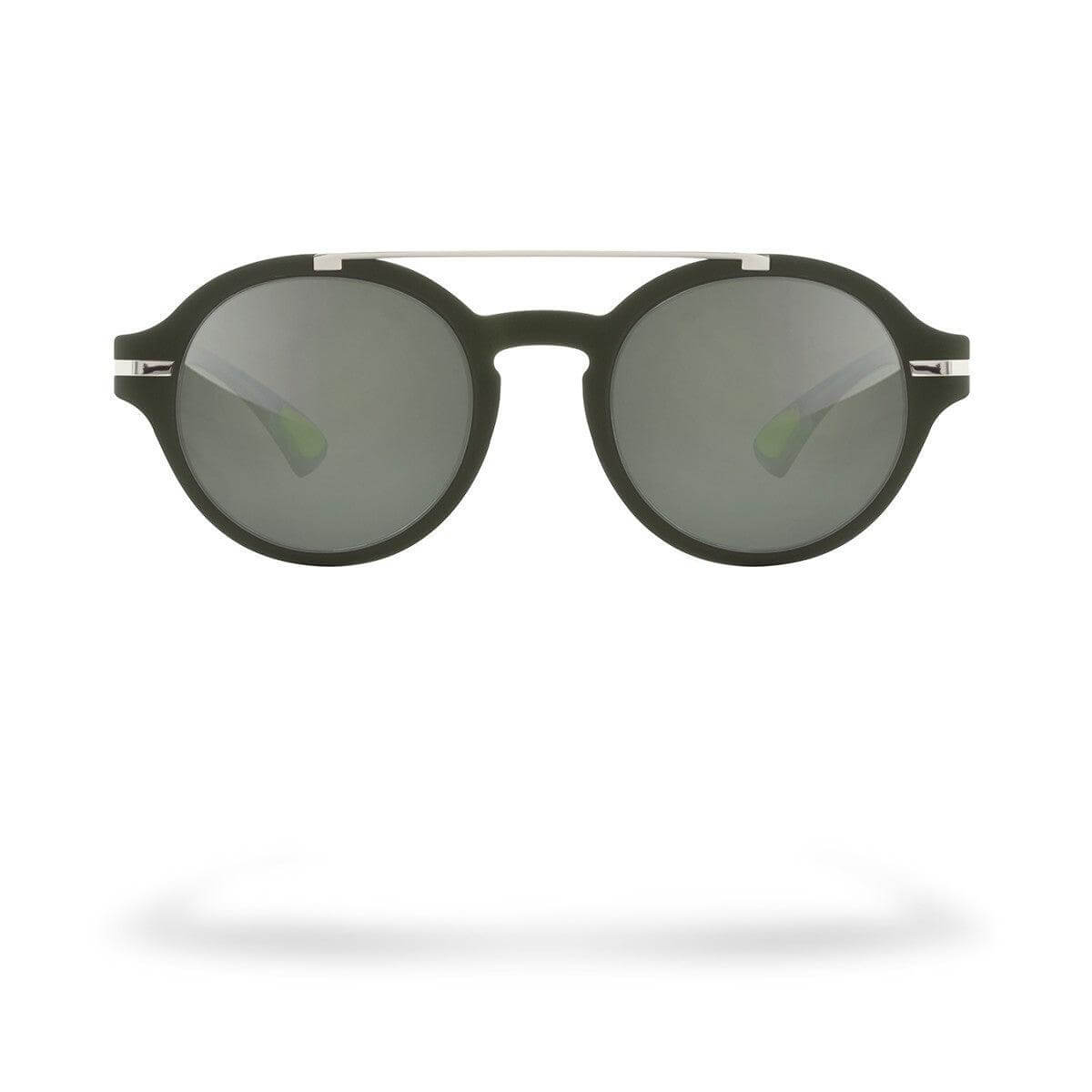 SONIA C2 sunglasses with soft touch green front, glossy green temples, and grey lenses, perfect for modern femininity.