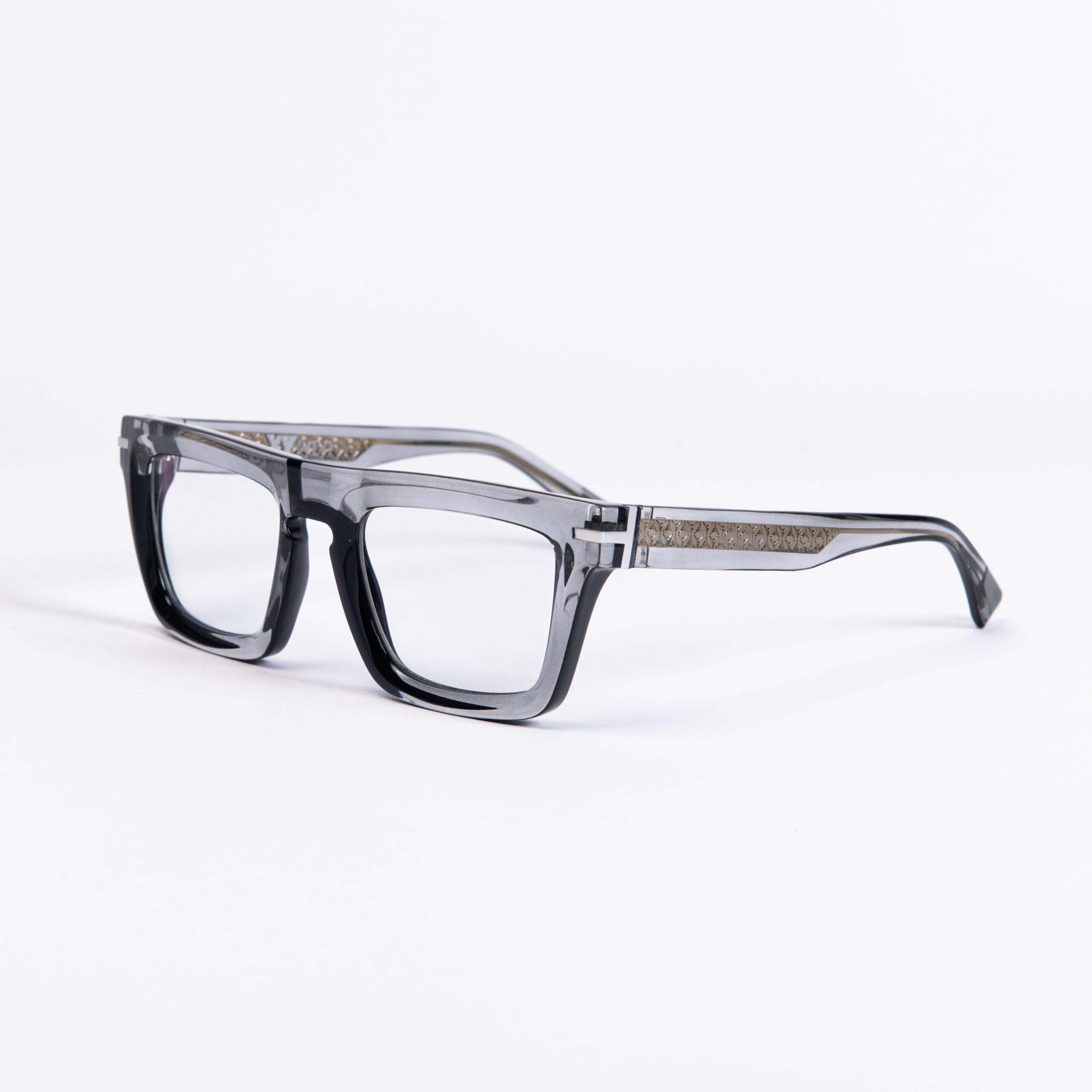 SOUTH BEACH C1 occhiali grigio chiaro cristallo con dettagli metallici, design moderno per uno stile raffinato.