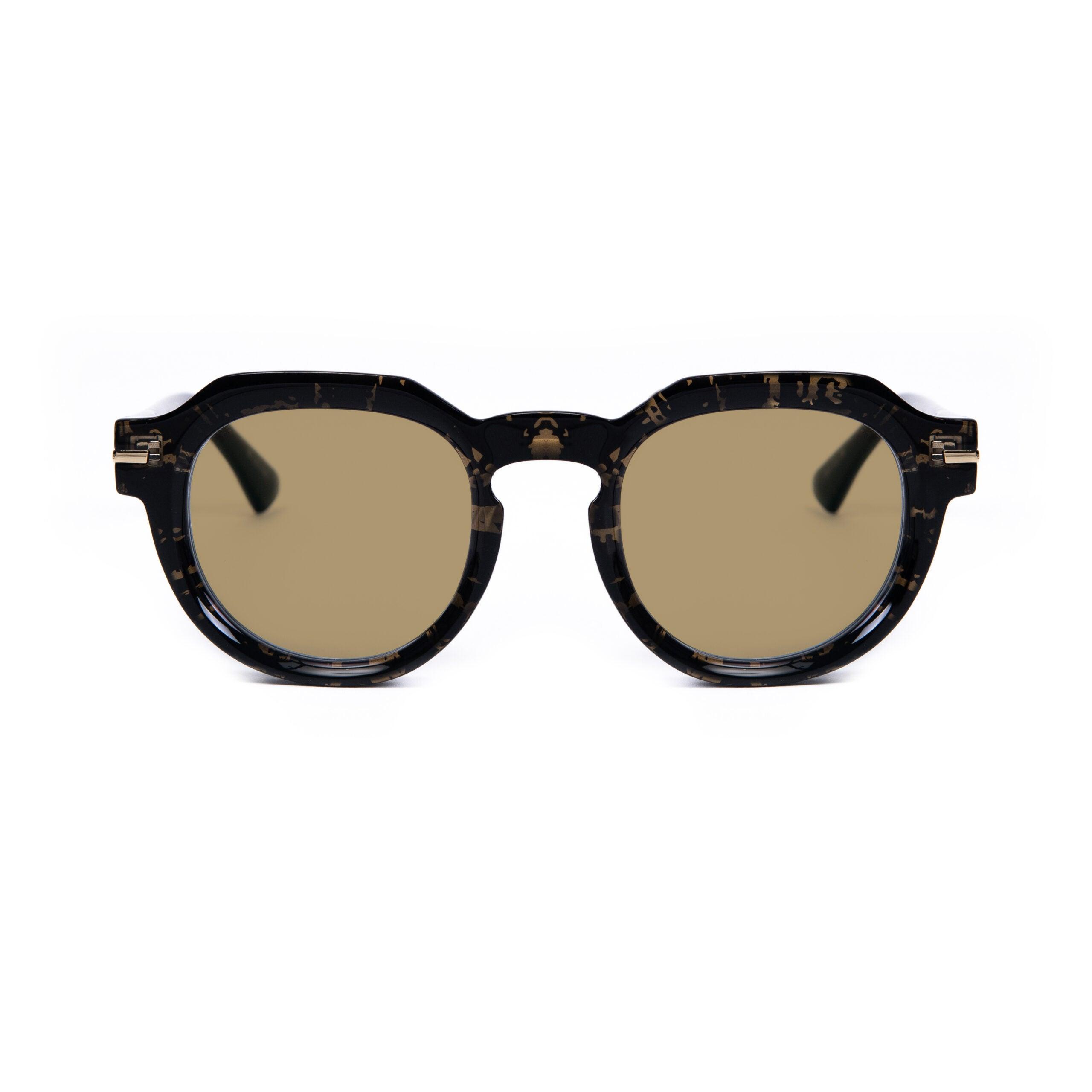 Sunny Island C10 sunglasses with bold frame, metallic detailing, and transparent lenses for a modern look.