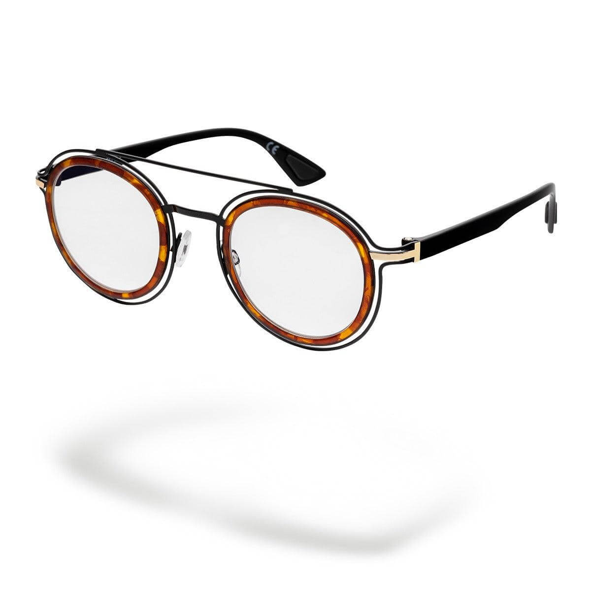 TAHITI C5 occhiali fotocromatici rotondi con dettagli Havana e aste nere lucide