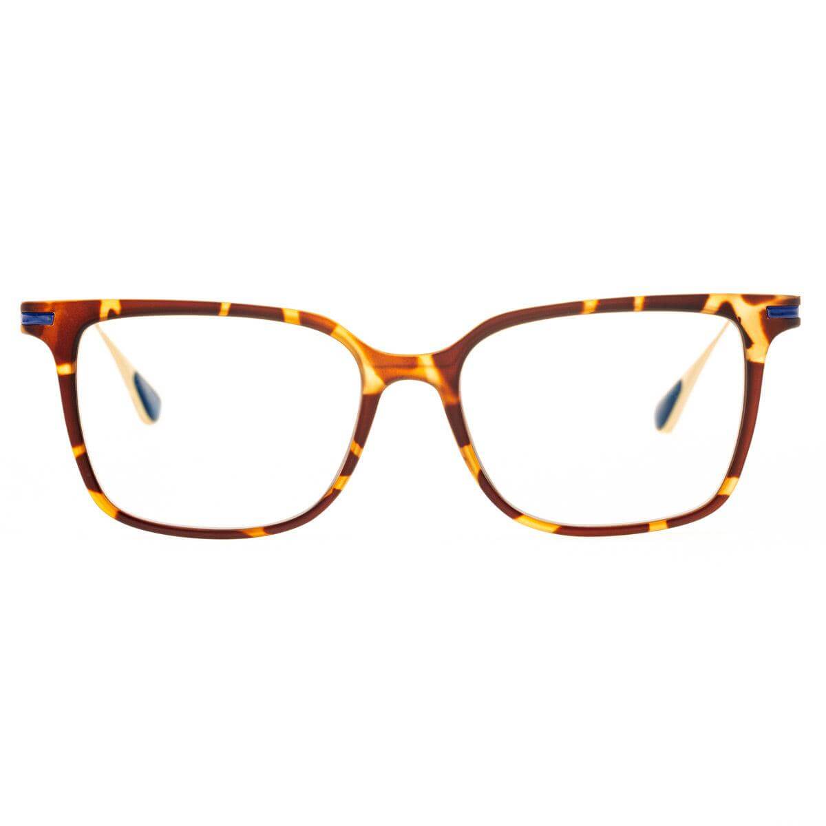 Occhiali da sole MAR C2 di Alessandro Del Piero, montatura squadrata in avana con dettagli blu.