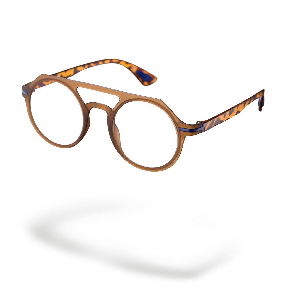 Occhiali da sole MOSE C2 della collezione Frame di Alessandro Del Piero, forma rotonda, frontale marrone.