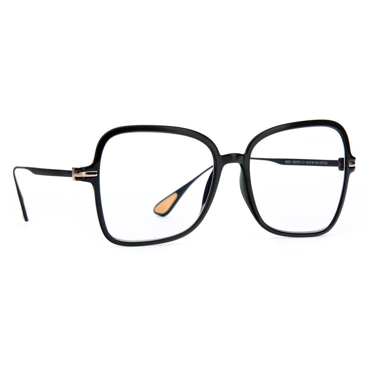 Occhiali VIENTO C1 in nero lucido con design moderno della collezione Titanium di AirDP Style.