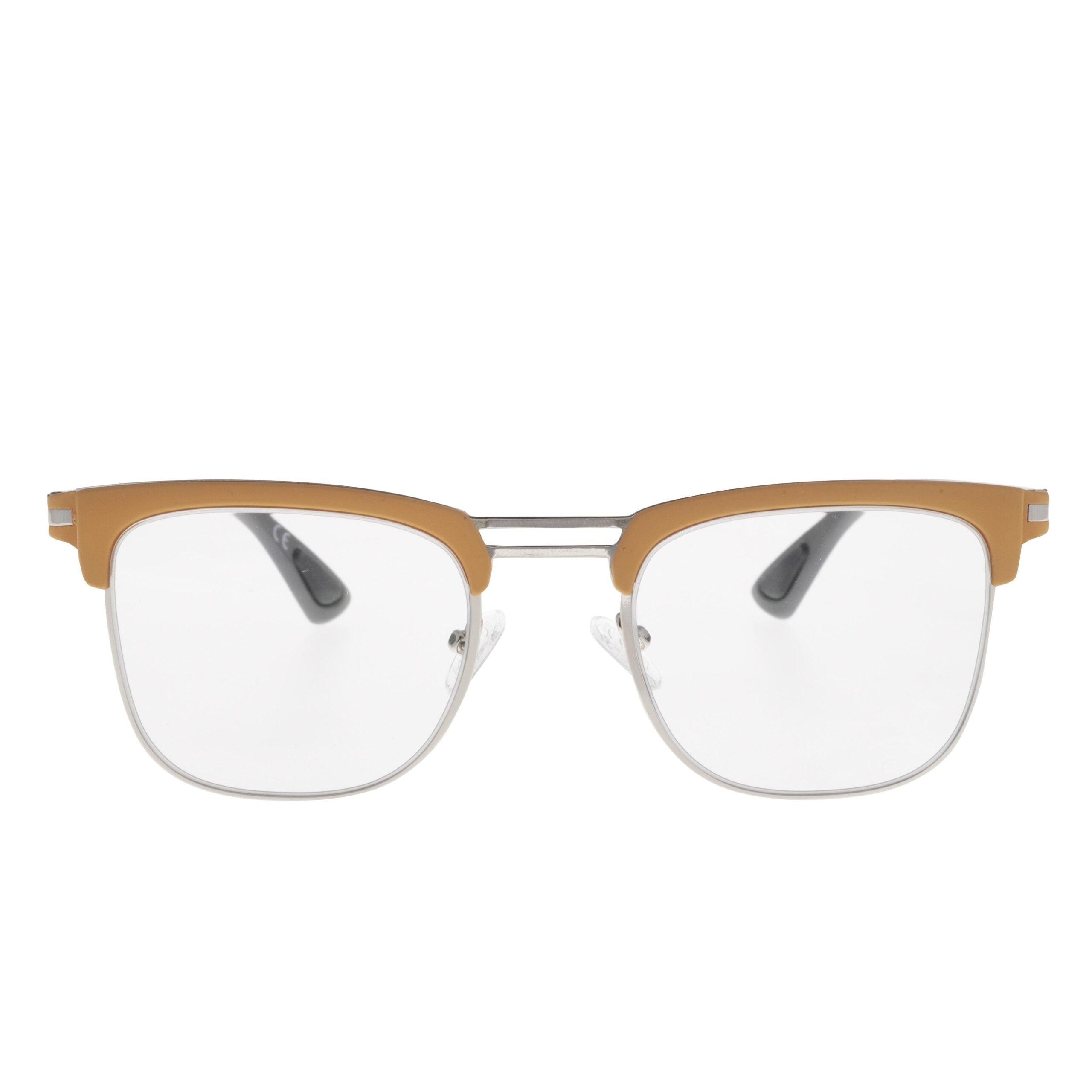 ZEUS C2 occhiali da uomo con frontale color caramello e aste trasparenti, design moderno e distintivo.