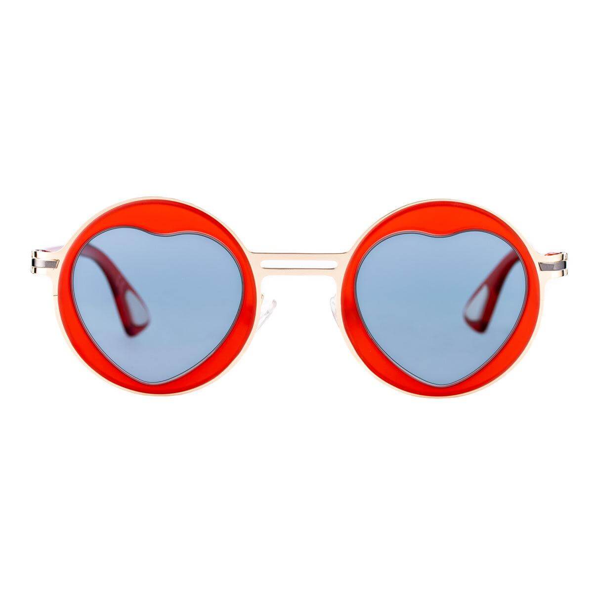 PARIS C5 occhiali a forma di cuore con montatura oro e lenti blu, stile romantico di AirDP Style.