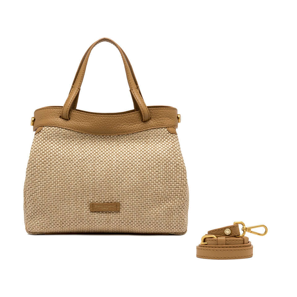 Ottavia bag by Gianni Chiarini, woven straw design with adjustable handle and crossbody strap, 30x25x11 cm.