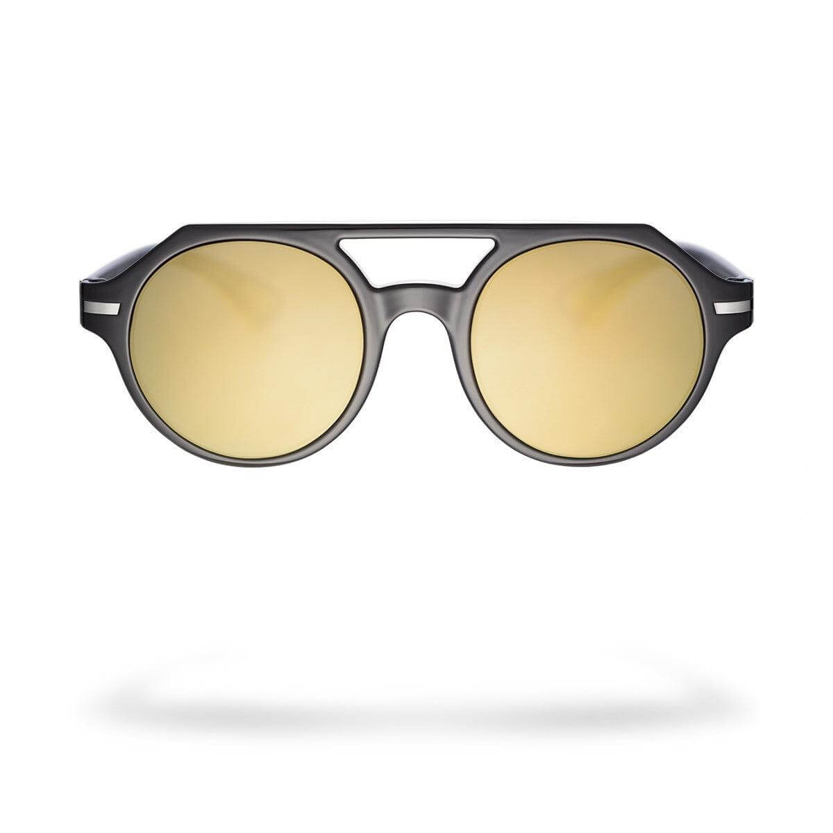 Occhiali da sole PIERO C6 con lenti oro specchiate e design elegante, collezione Flexo.