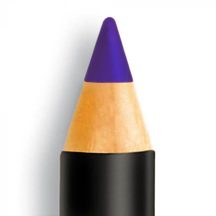 close-up of a violet eye pencil tip, showcasing its intense pigment for durable eye makeup application.