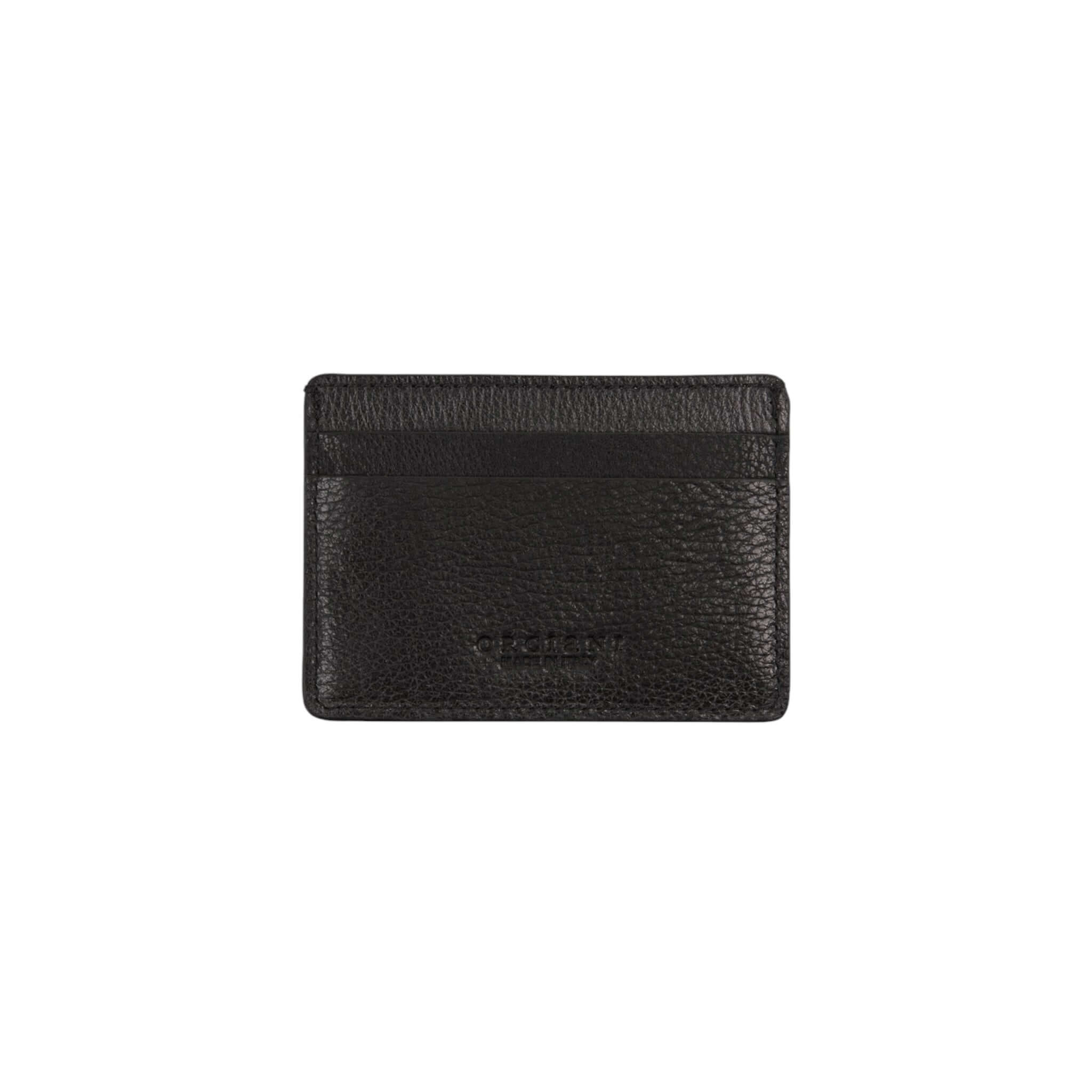 Portacarte Chevrette in pelle nabuccata nera, compatto ed elegante, ideale per tasca o borsa.