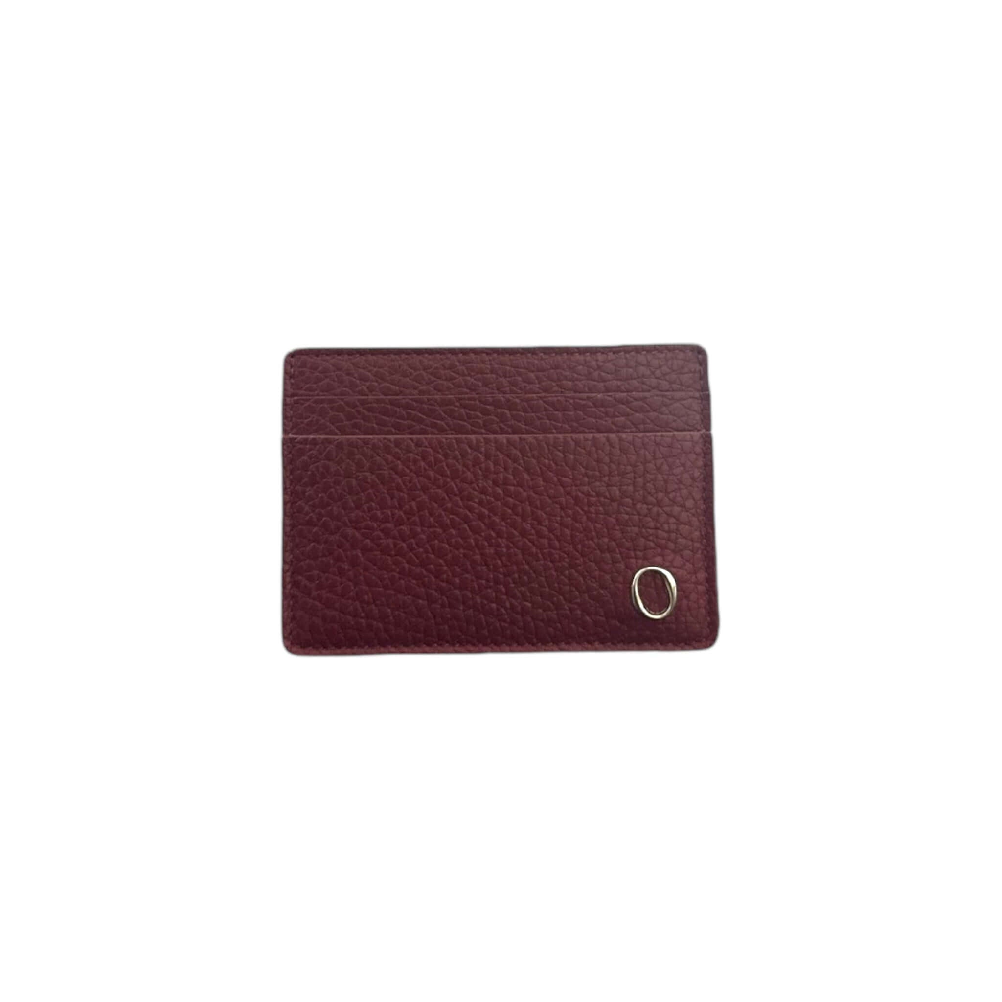 Portacarte Micron in pelle martellata, color bordeaux, dotato di tecnologia RFID e dettagli palladio.