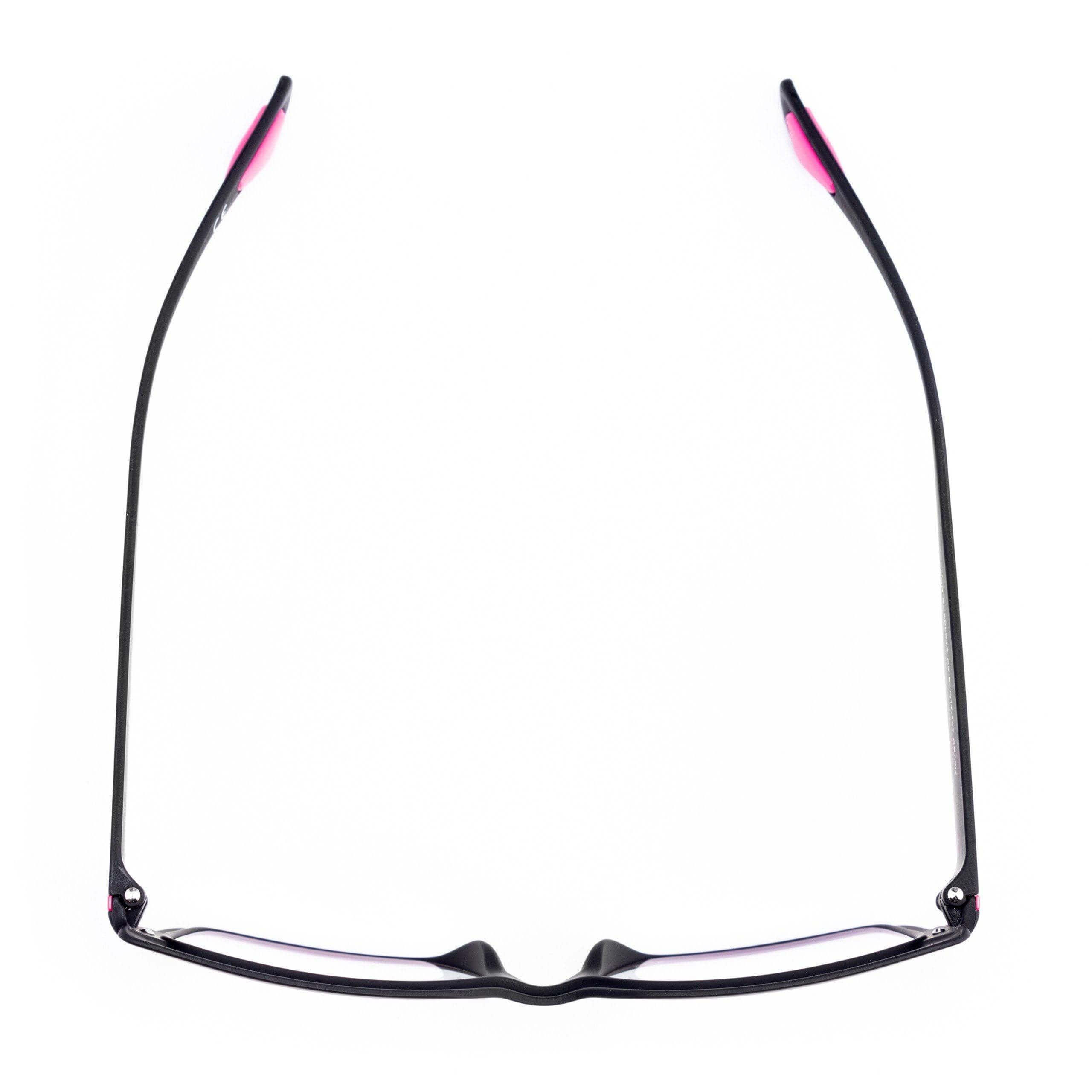 SCARLETT C2 occhiali con aste in nero soft touch e dettagli rosa, modello elegante e moderno.