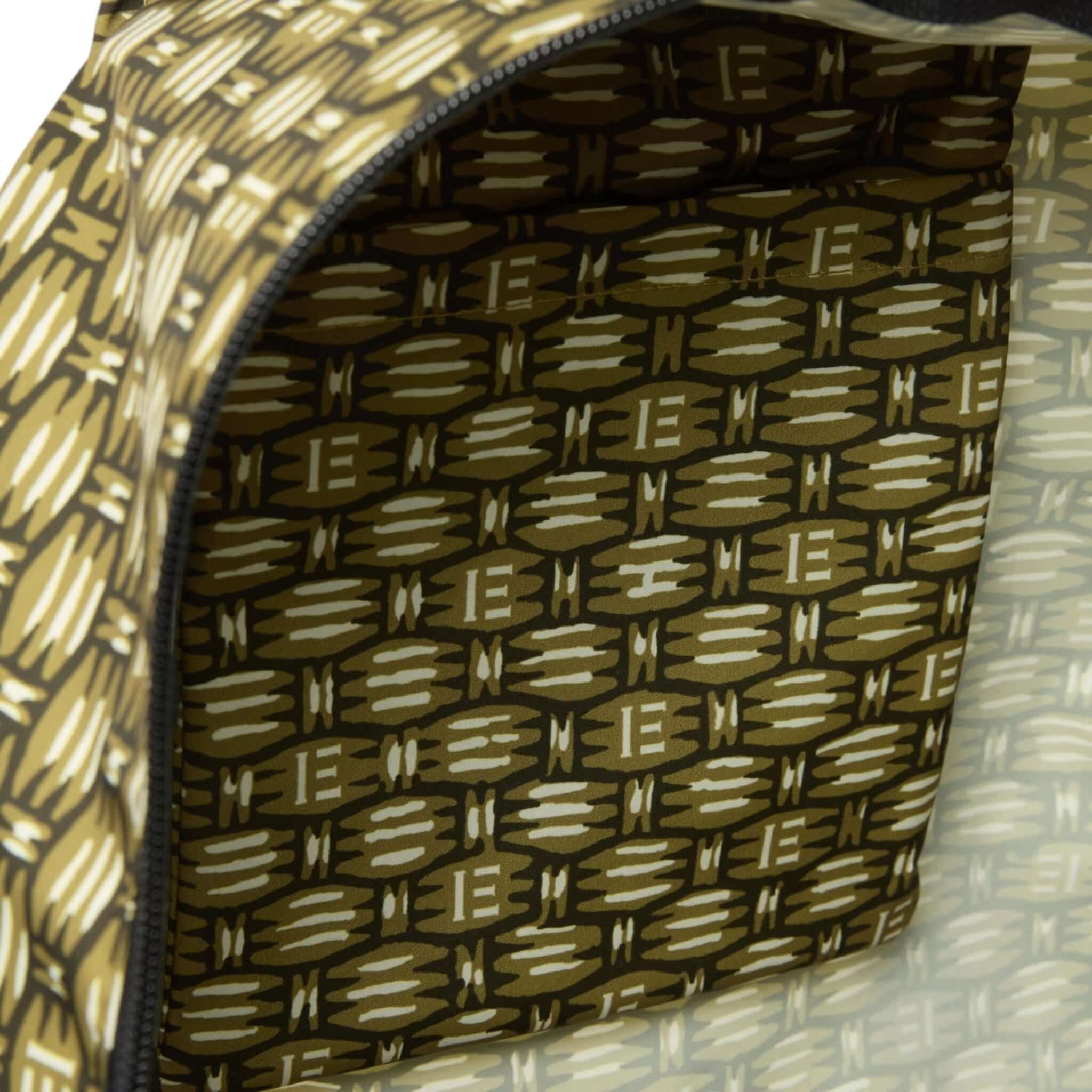 Interior view of the Zaino Cannage, showcasing its unique patterned lining and quality craftsmanship.