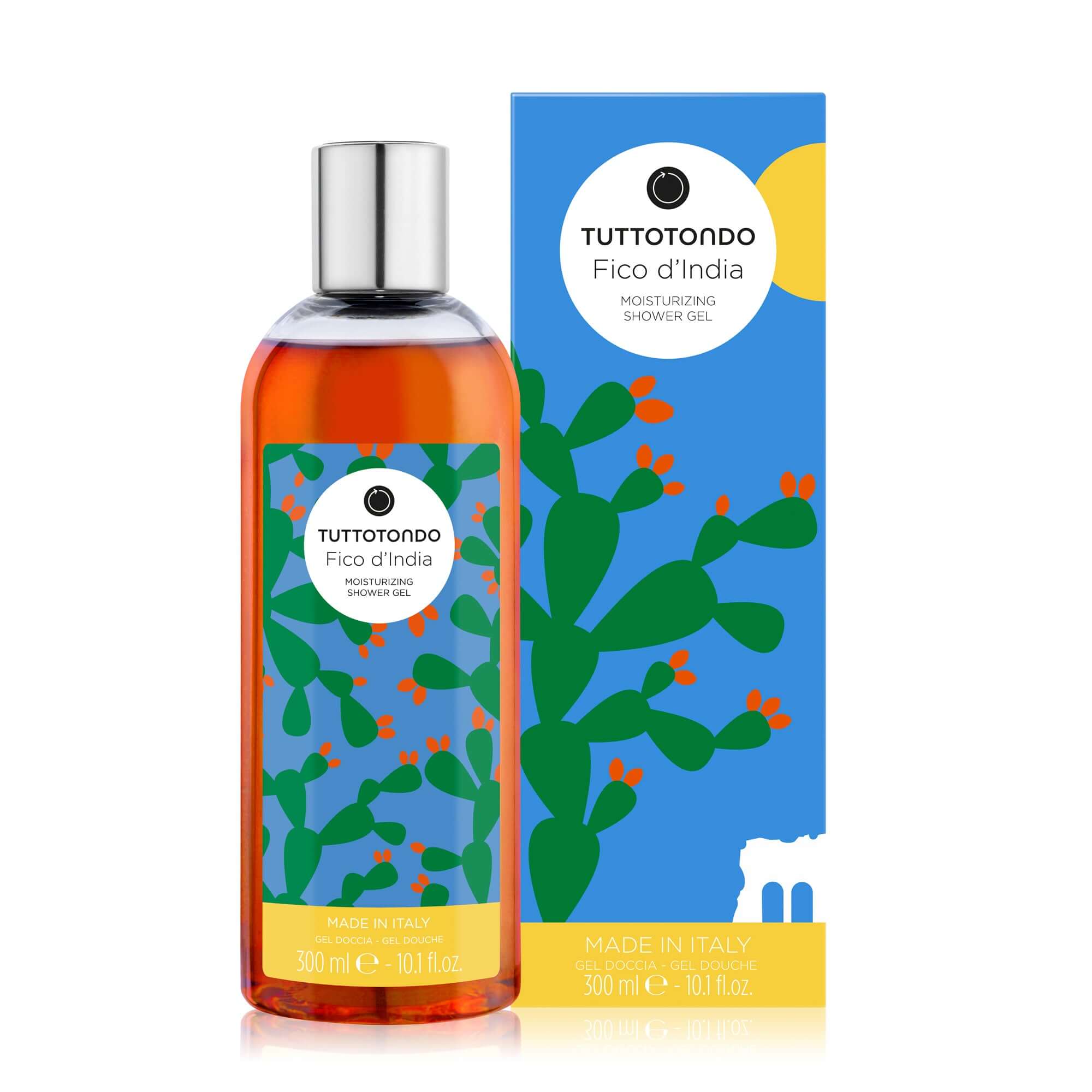 Fico d'India moisturizing shower gel by TuttoTondo, 300ml, enriched with hyaluronic acid and prickly pear extract.