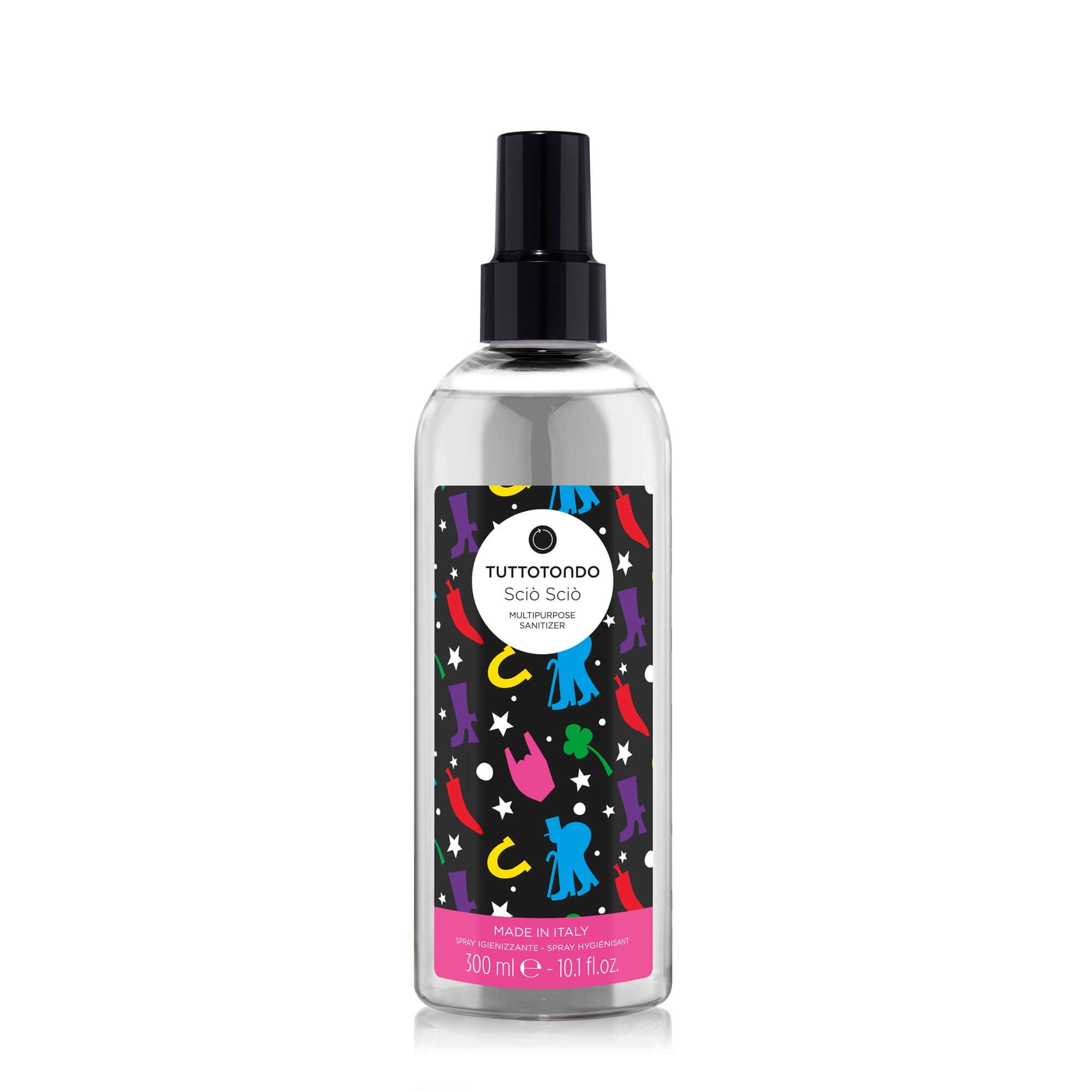 Sciò Sciò Igienizzante 300 ml spray per mani, superfici e oggetti con oli essenziali e 80% alcol.