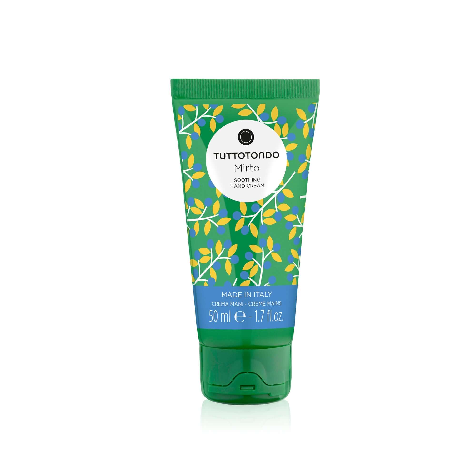 Mirto Crema Mani 50 ml, hand cream with shea butter and aloe vera, free of parabens and mineral oils, made in Italy.