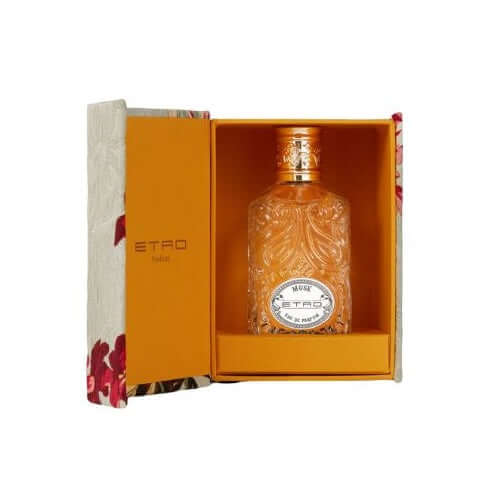 Etro Musk Eau De Parfum in a luxurious box, featuring intricate design and vibrant colors, 100 ml size.