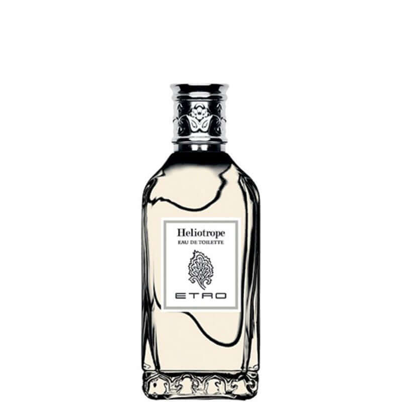 Bottle of Heliotrope Eau De Toilette by Etro, featuring a delicate floral scent in a stylish 100 ml glass design.