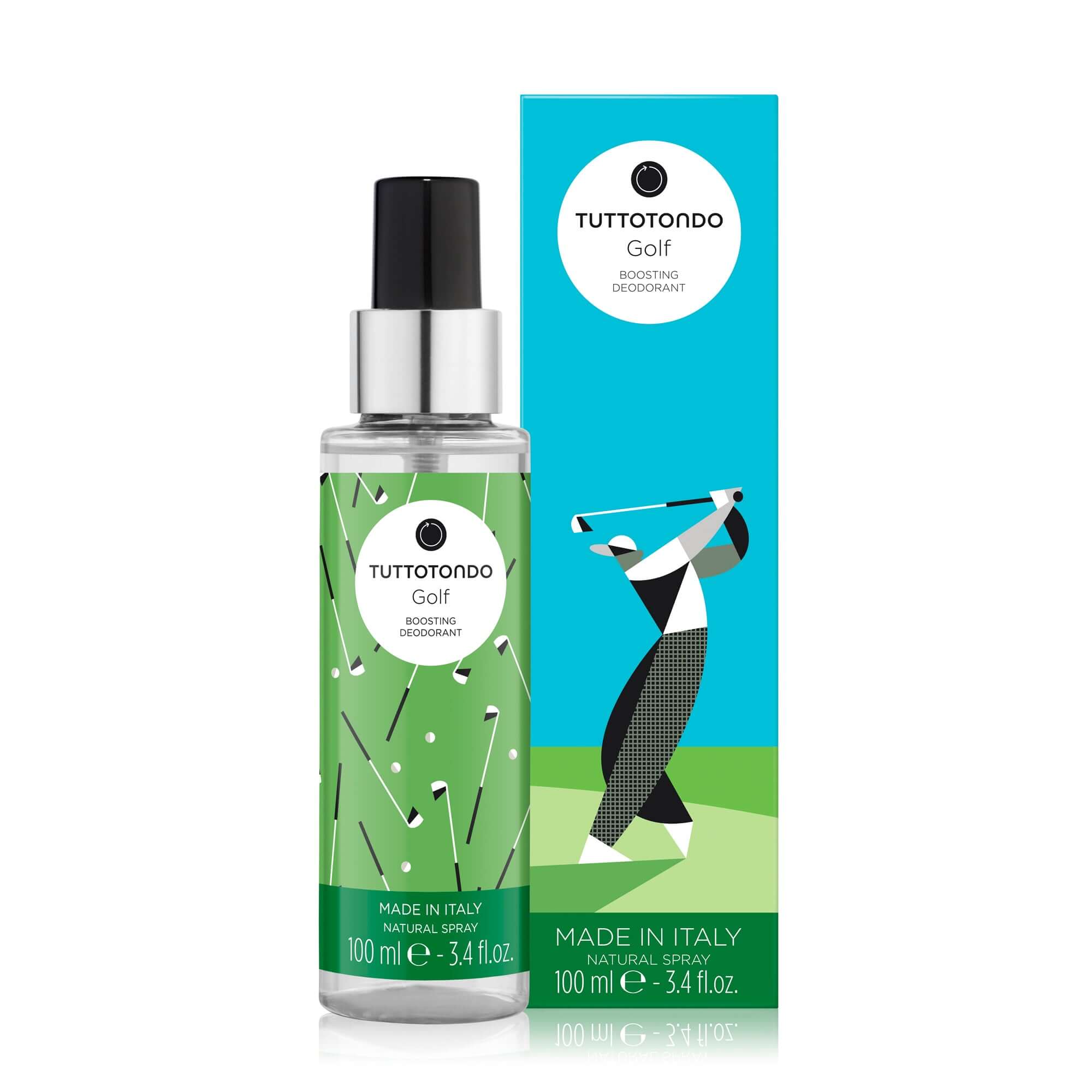 Golf deodorant spray by Tuttotondo, 100 ml, natural formula without parabens, made in Italy.