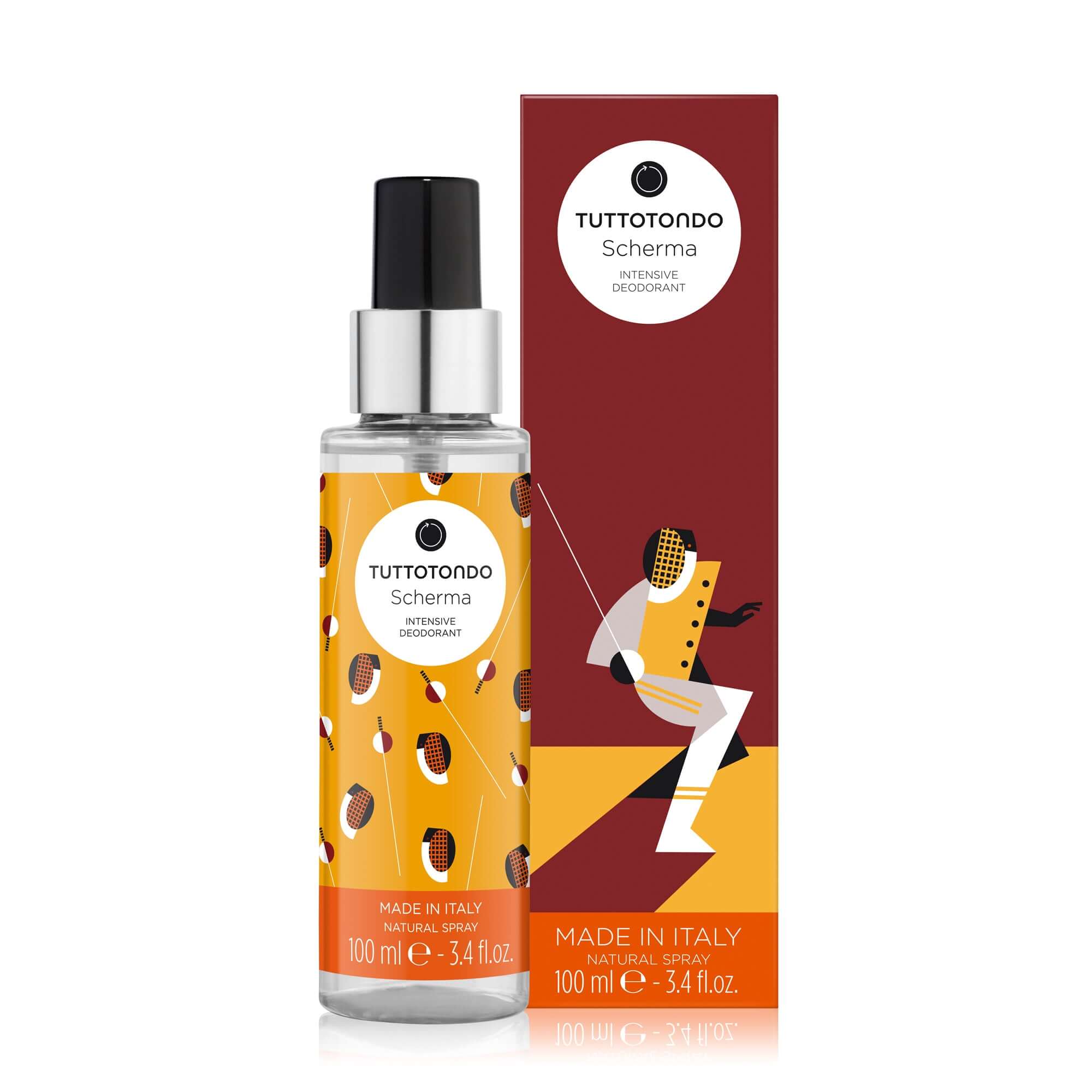 Scherma Deodorante 100 ml natural spray by Tuttotondo, gentle formula without parabens and aluminum.