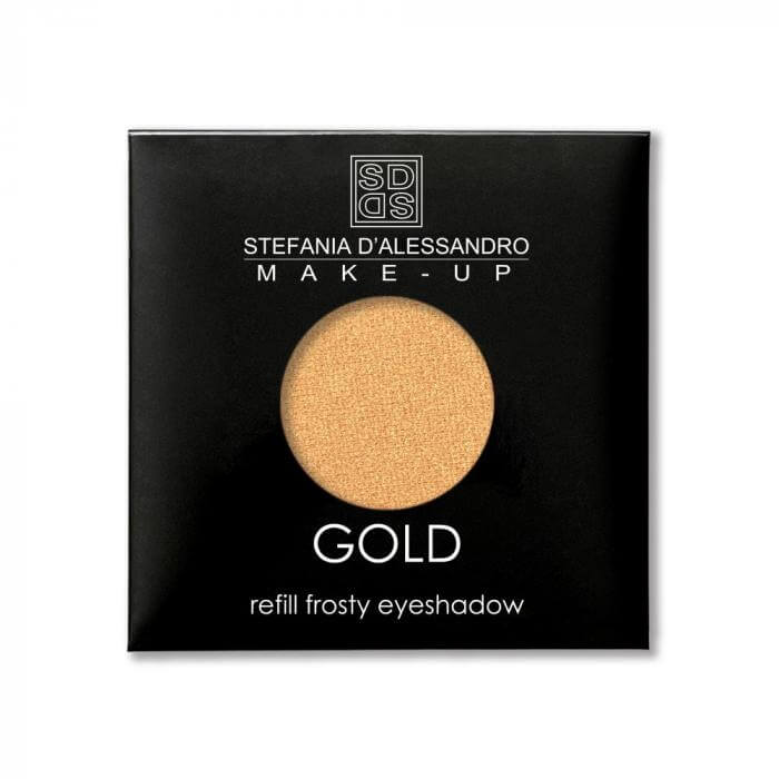 Refill Gold frosty eyeshadow by Stefania D'Alessandro in a compact 4g packaging, compatible with makeup palettes.