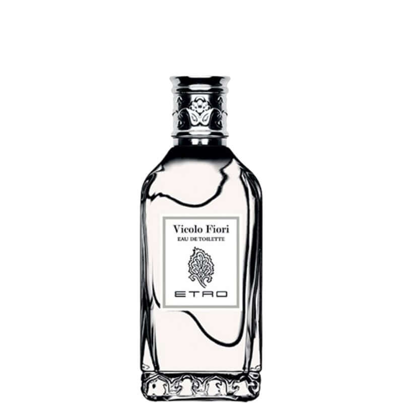 Bottle of Vicolo Fiori Eau De Toilette by Etro, showcasing a blend of floral and oriental fragrances, 100ml.