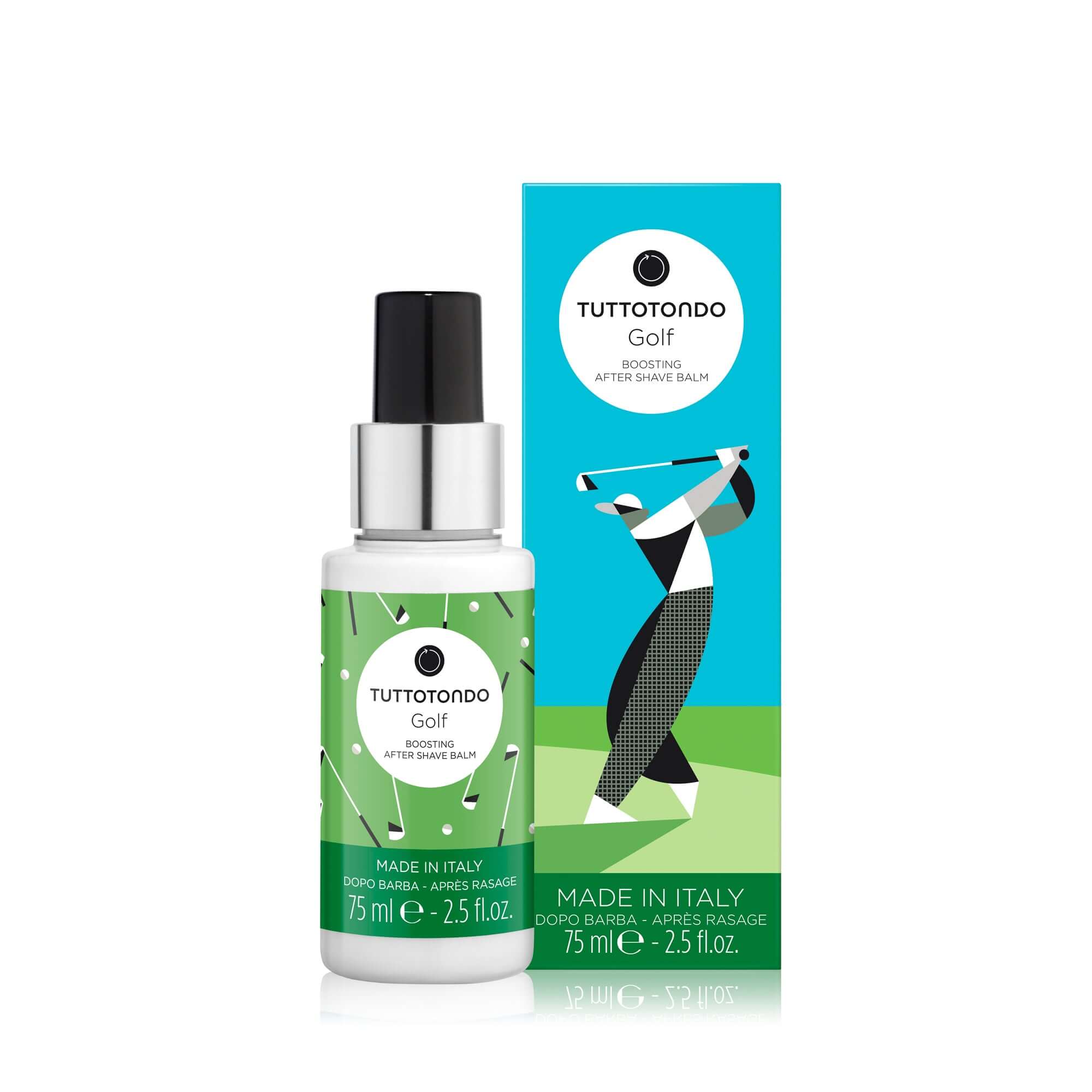 Tuttotondo Golf Balsamo Dopobarba 75ml, privo di oli minerali e parabeni, per un'idratazione anti-irritante.