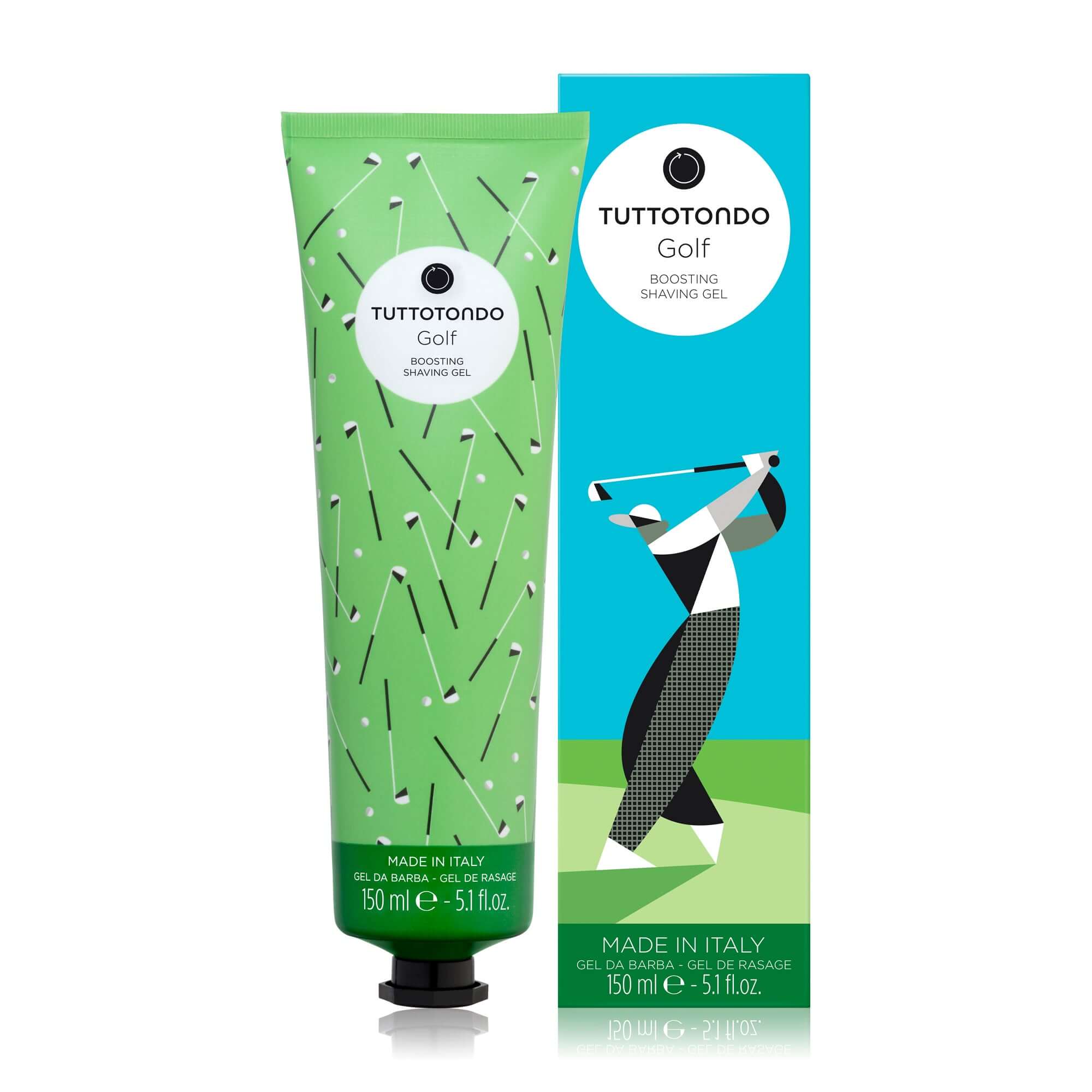 Golf Gel Da Barba by TuttoTondo, 150 ml, soothing and hydrating shaving gel with Aloe Vera, made in Italy.