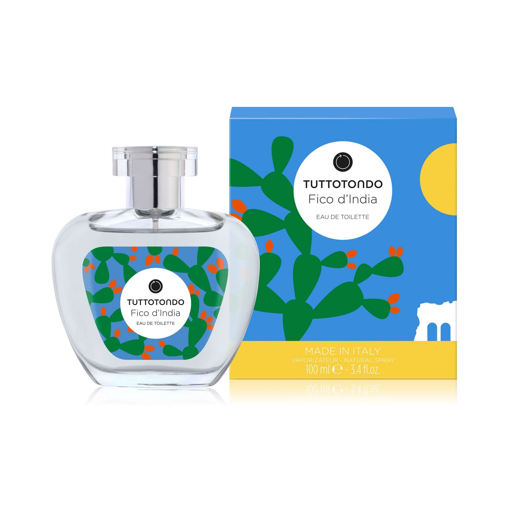 Fico d'India Eau De Toilette 100ml with refreshing notes of fig, peach, and coconut, presented in a stylish bottle.