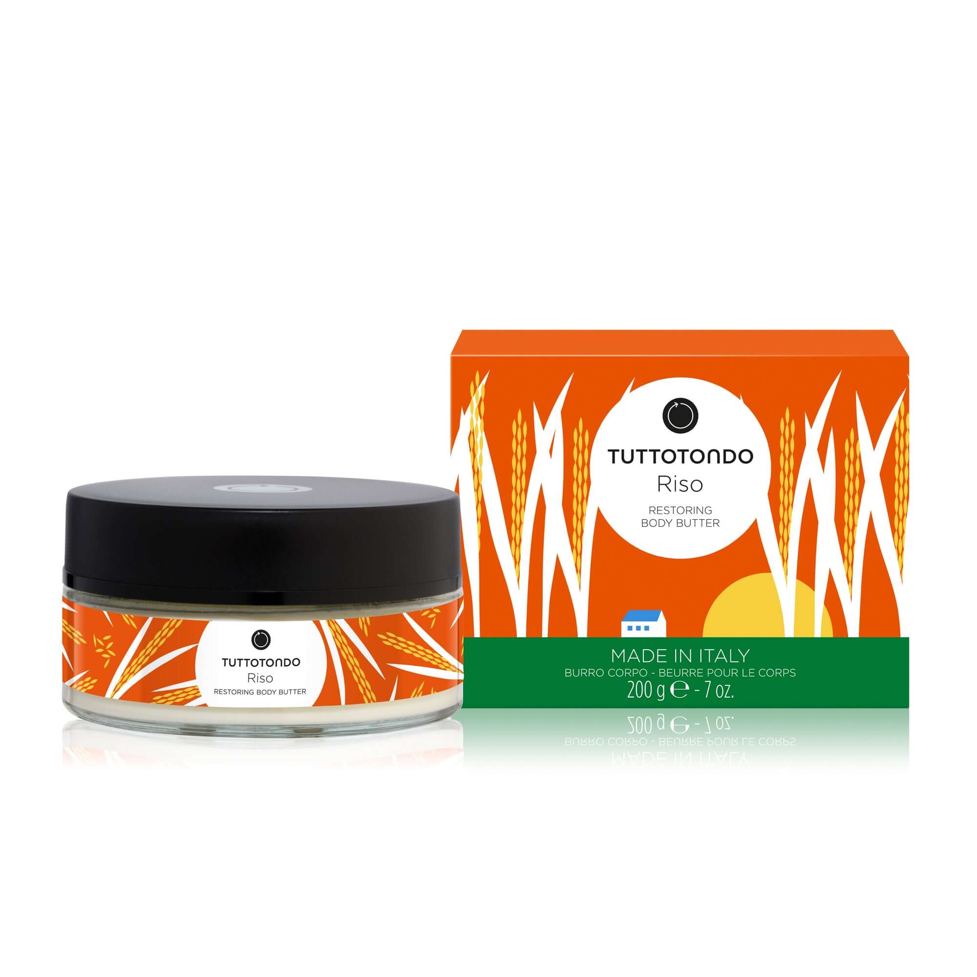 Riso Burro Corpo by TuttoTondo - rich body butter for hydration with natural ingredients, 200g.