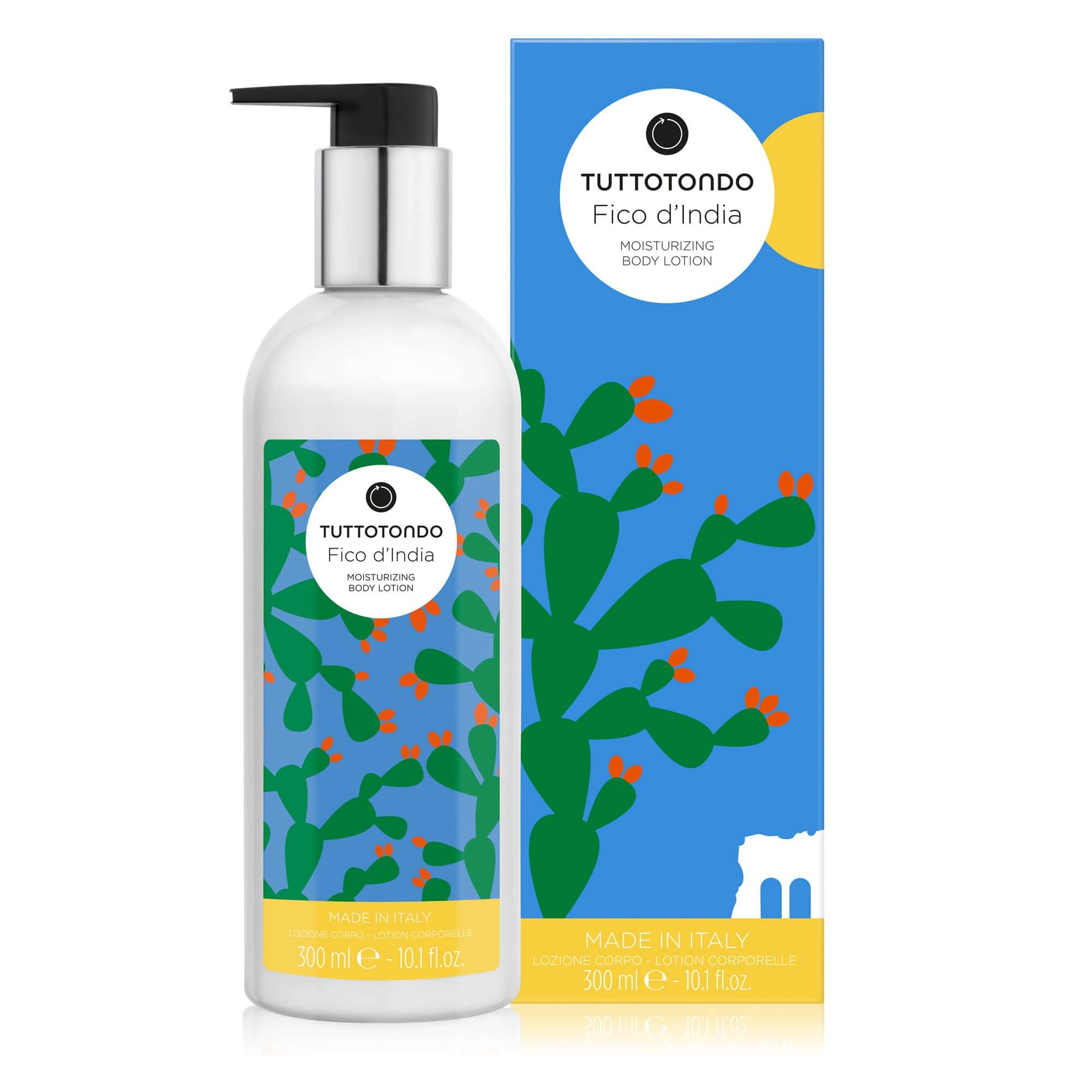 Fico d'India body lotion by TuttoTondo, moisturizing formula with shea butter and prickly pear extract.