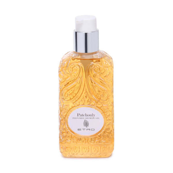 Patchouly Bagno Schiuma - Perfumed Shower Gel in ornate bottle, 250 ml, evokes exotic travel and vibrant life.