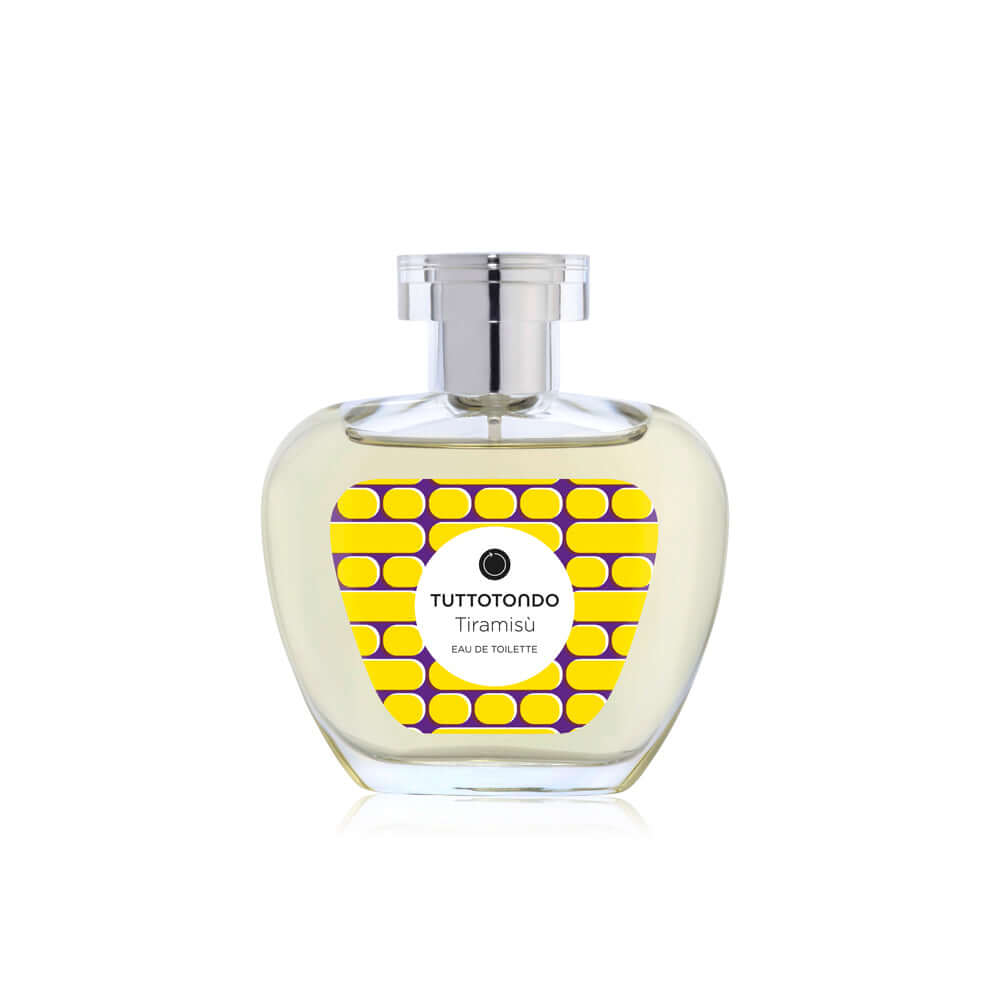 Tiramisù Eau De Toilette by Tuttotondo, 100ml, featuring a vibrant yellow and purple design.