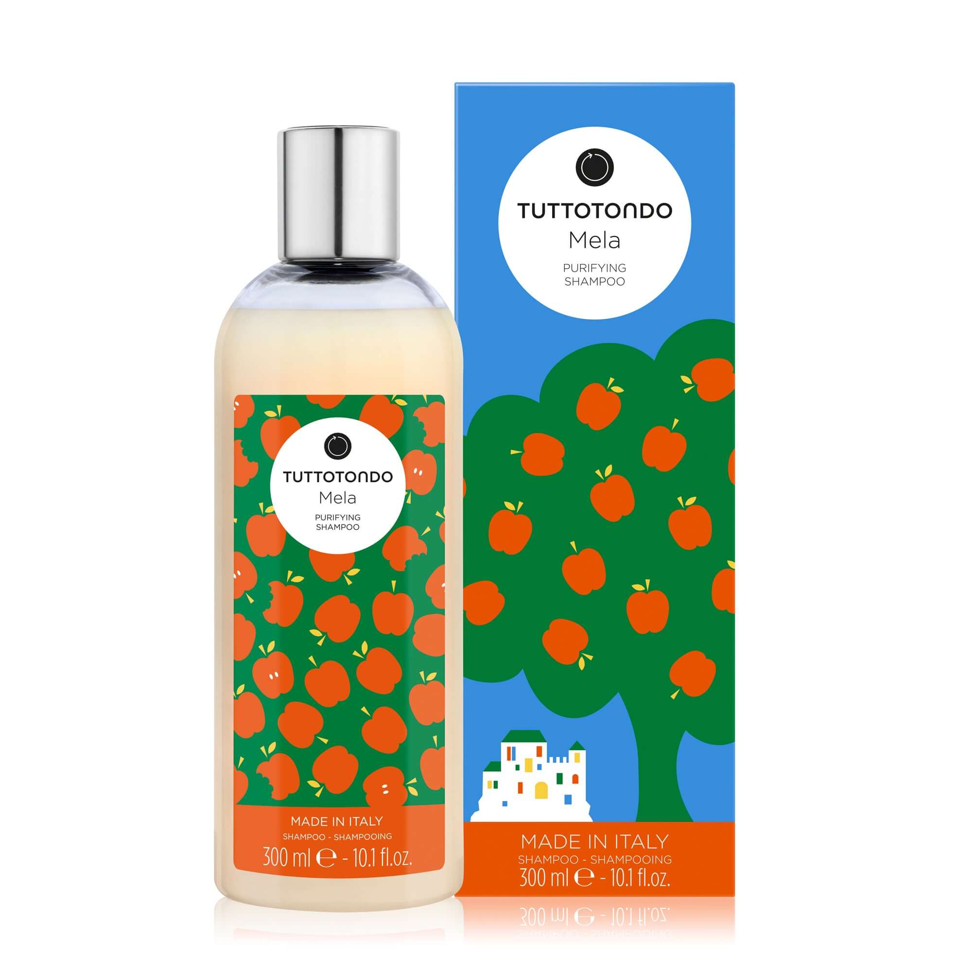 Mela Shampoo 300 ml by Tuttotondo, sulfate-free and paraben-free, purifying and gentle hair cleanser.