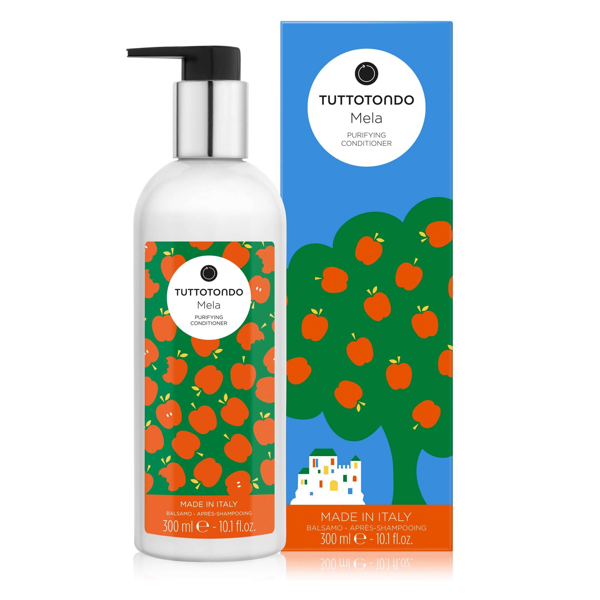 TUTTOTONDO Mela Balsamo Capelli, 300ml conditioner with apple extracts for hydration and nourishment.